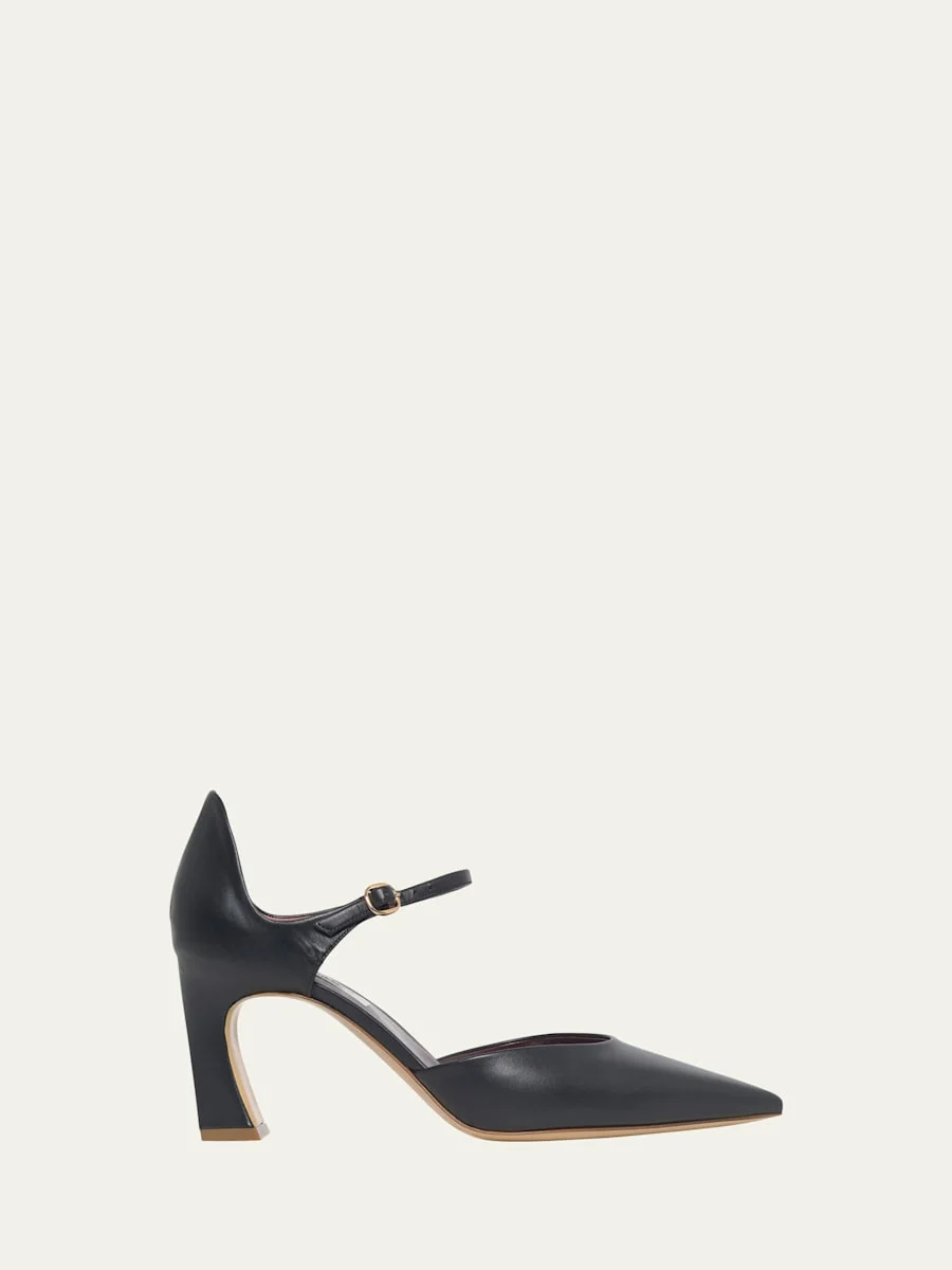 75mm Devil Leather Ankle-Strap Pumps - 1