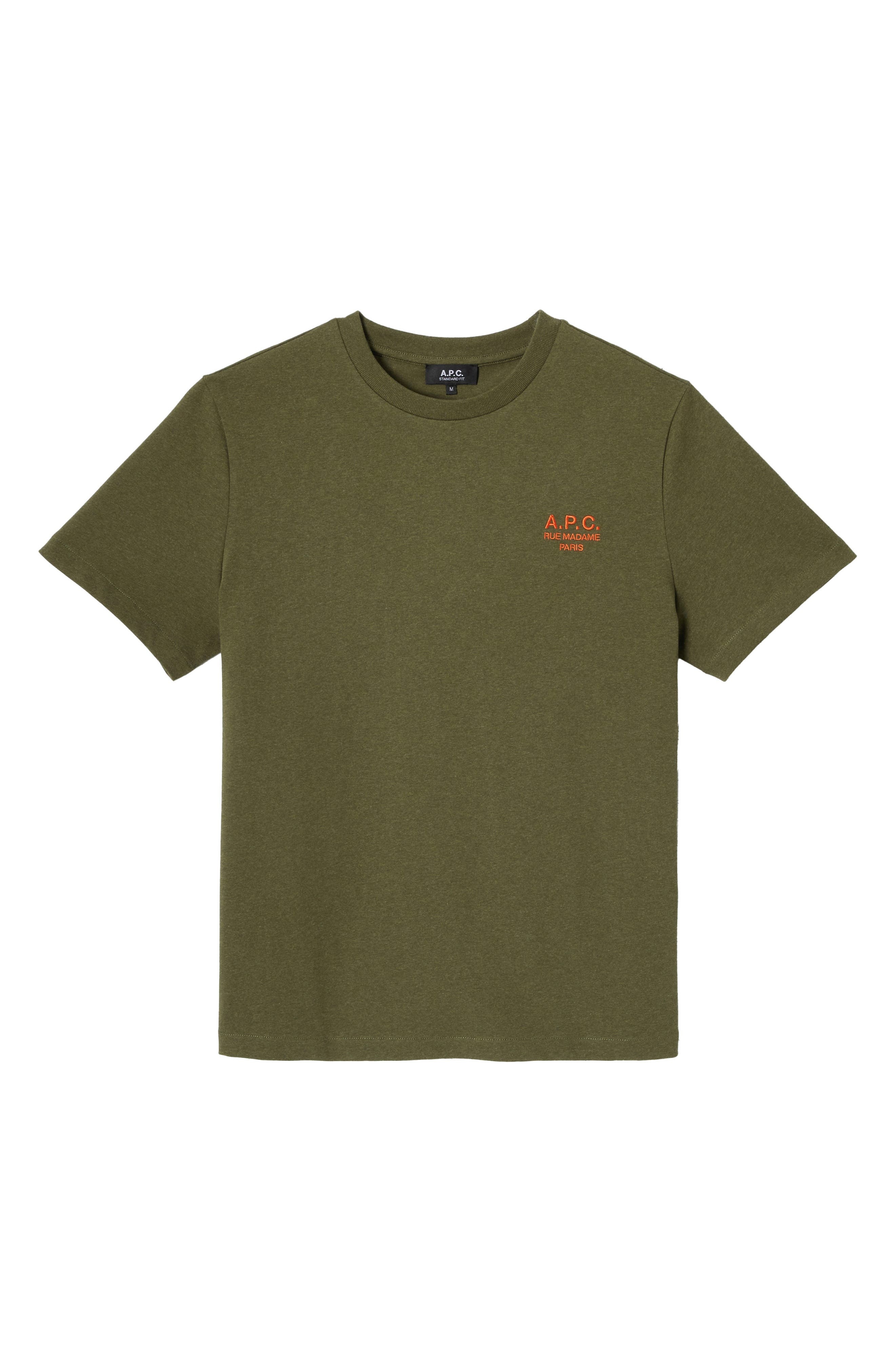 A.P.C. Embroidered Logo Cotton T-Shirt in Kaki Chi at Nordstrom - 2