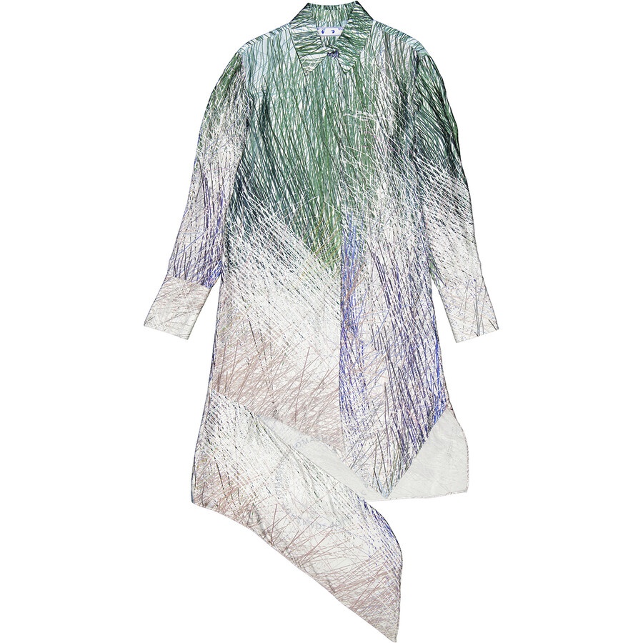 Off-White Grey Black Off-White Spiral Asymmetric Shirt Dress in Grey Black - 2