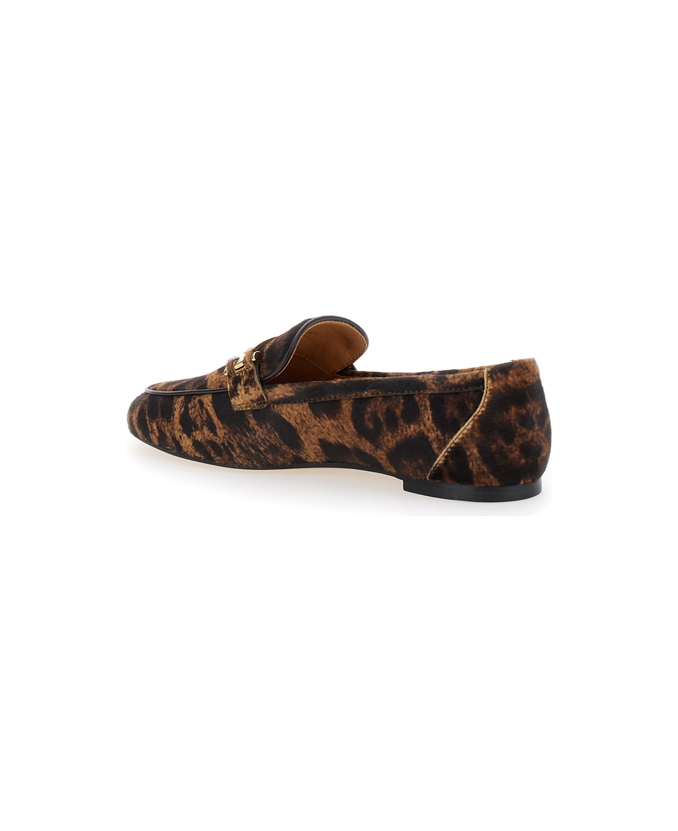 Brown Loafers With Logo Plaque On The Front And All-over Leopard Motif In Suede Woman - 3