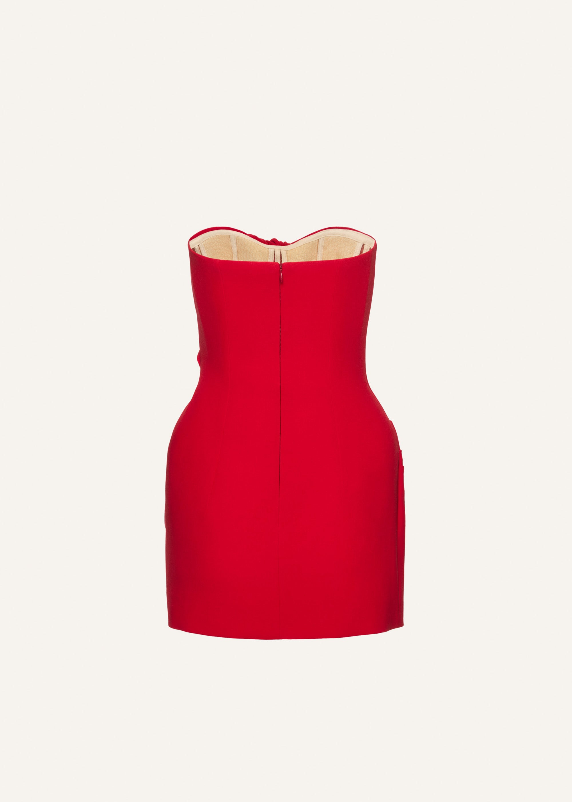 Structured drape corset mini dress in red - 2