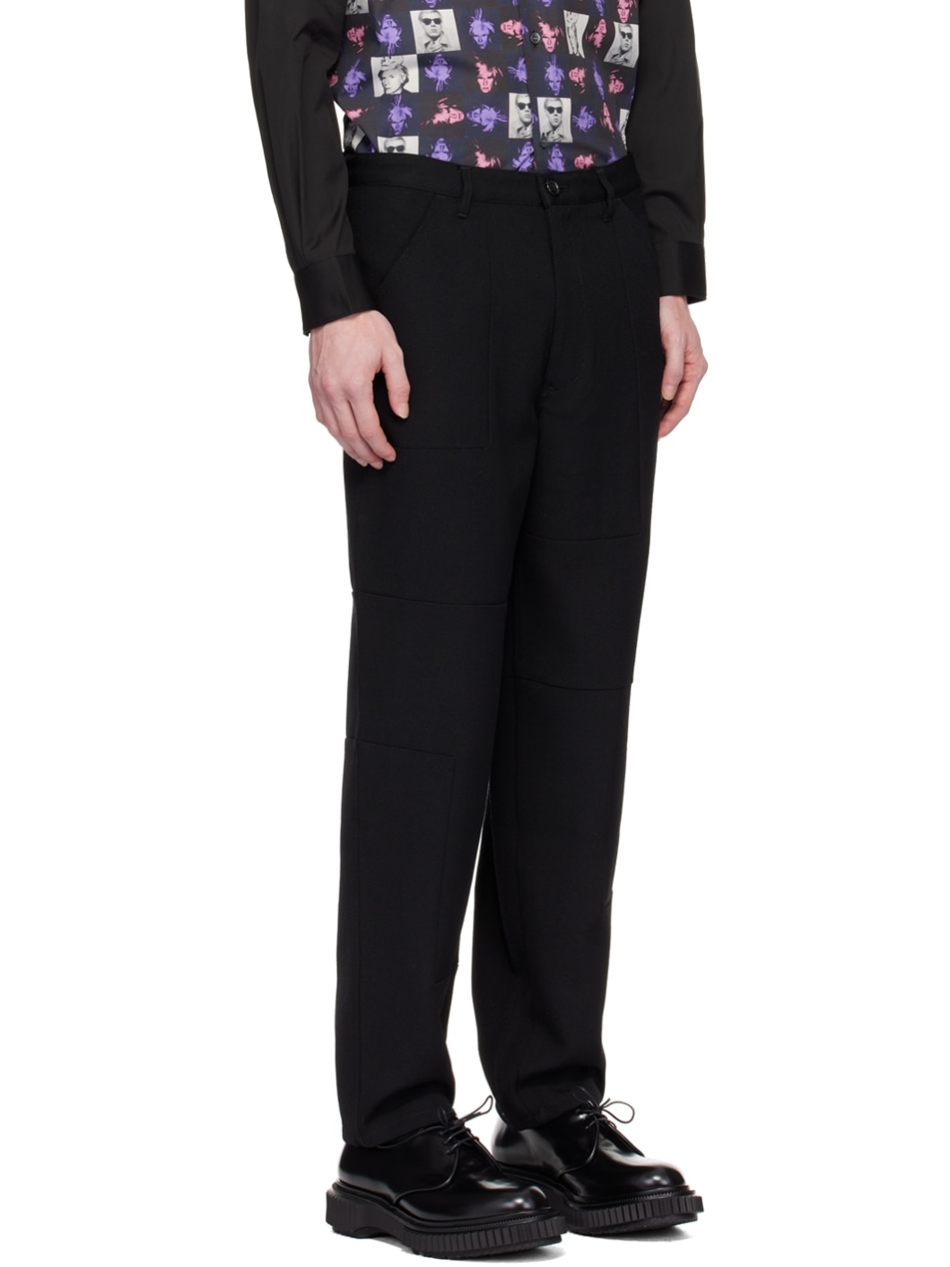 Black Paneled Trousers - 2
