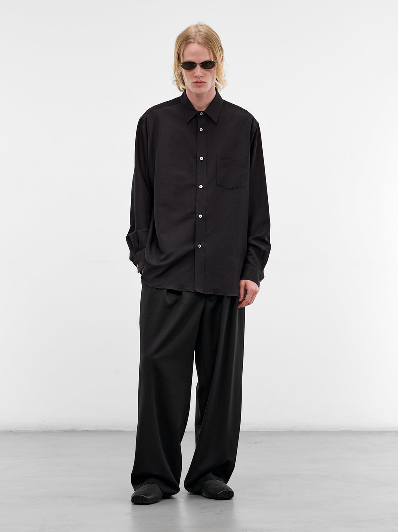 ssstein Black Wool-Silk Button-Up Shirt outlook