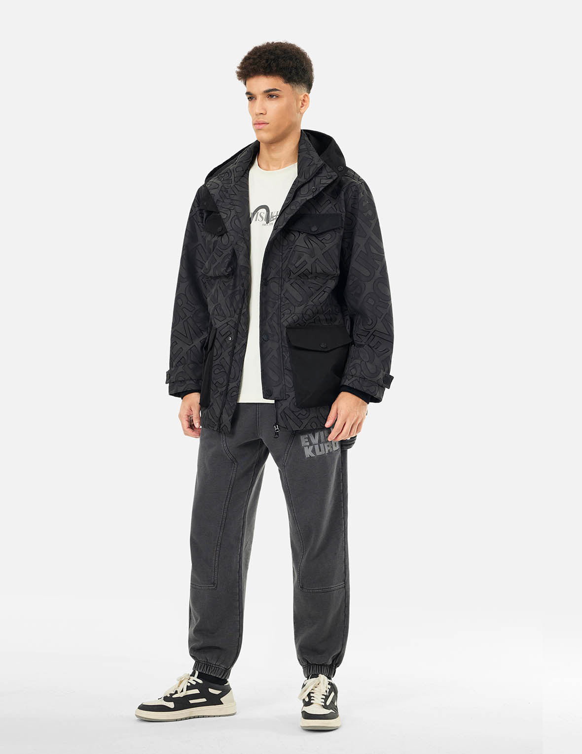 Allover Logo Jacquard and Multi Pocket Relax Fit Jacket - 5