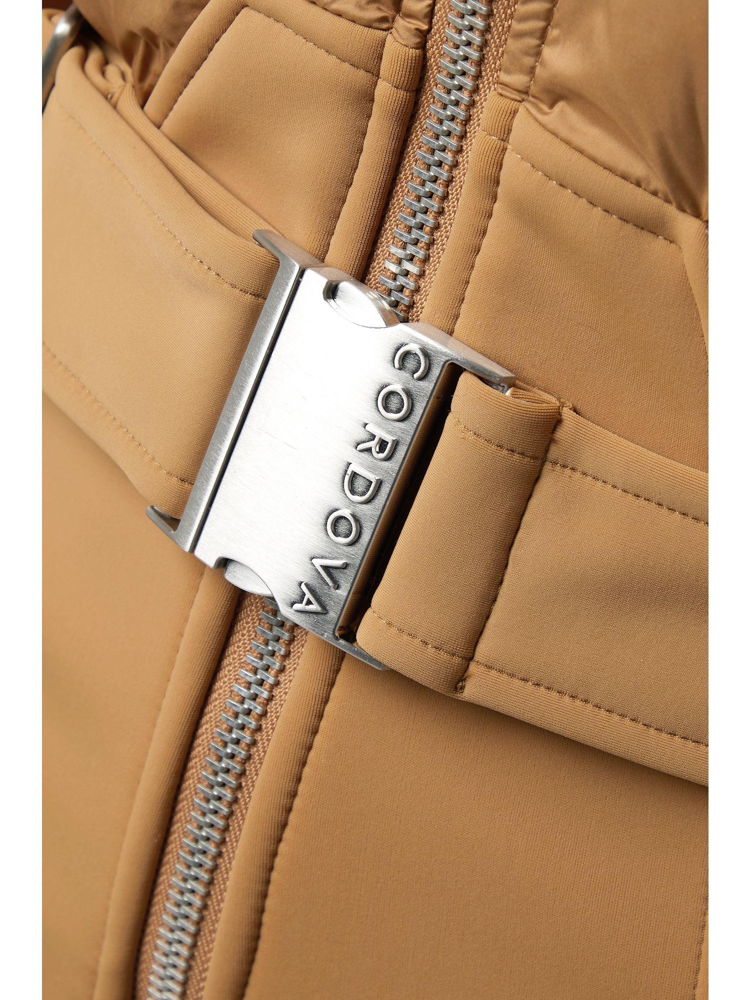 Ajax belted hooded quilted down ski suit Camel - 4