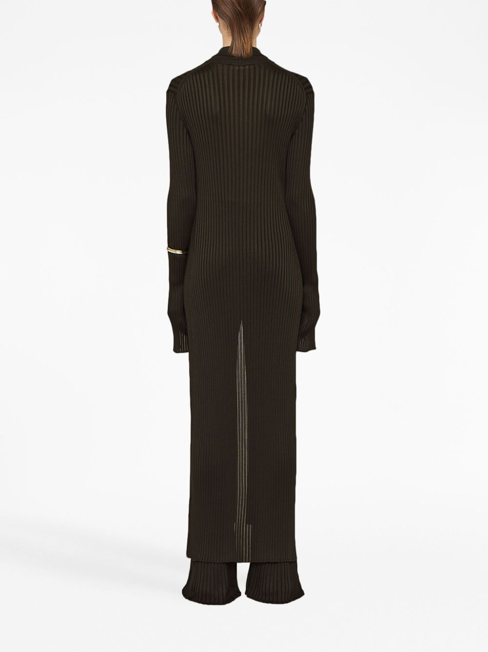 chunky ribbed flared-hem trousers - 4