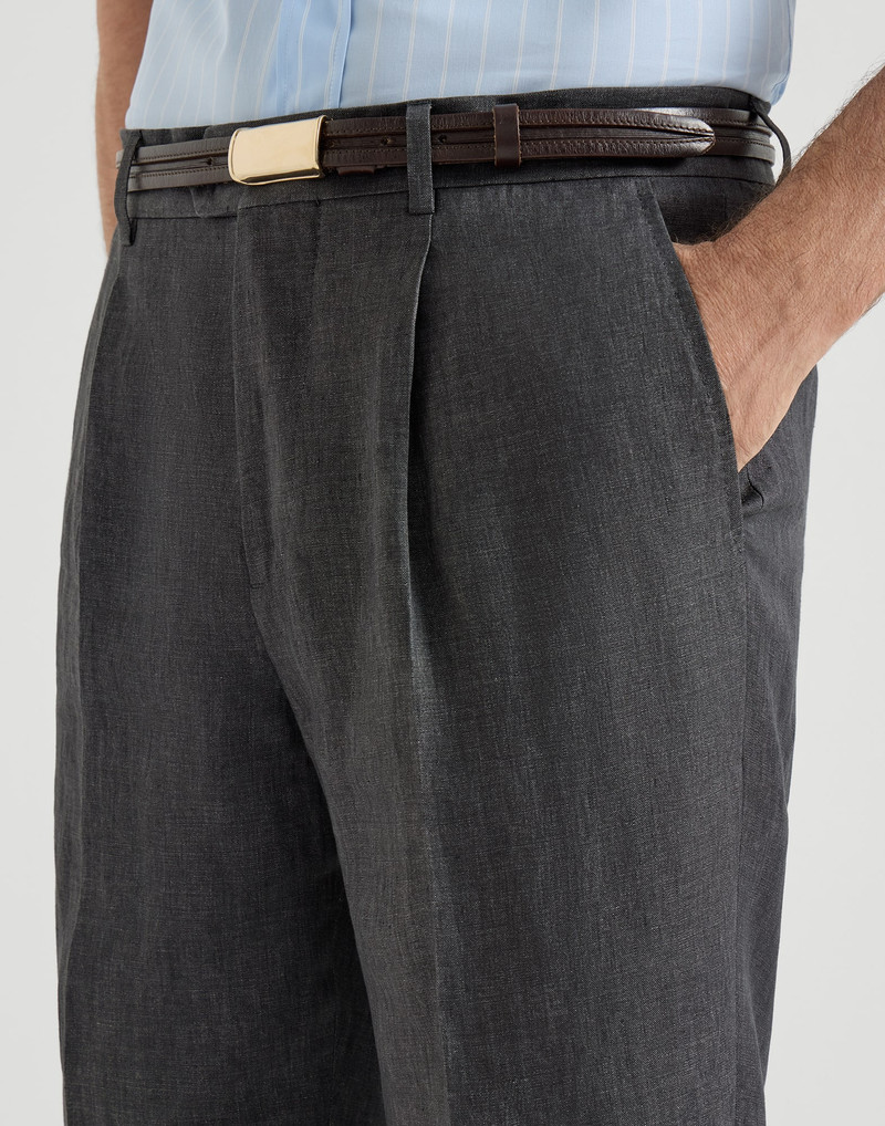 Délavé linen trousers with pleat 4