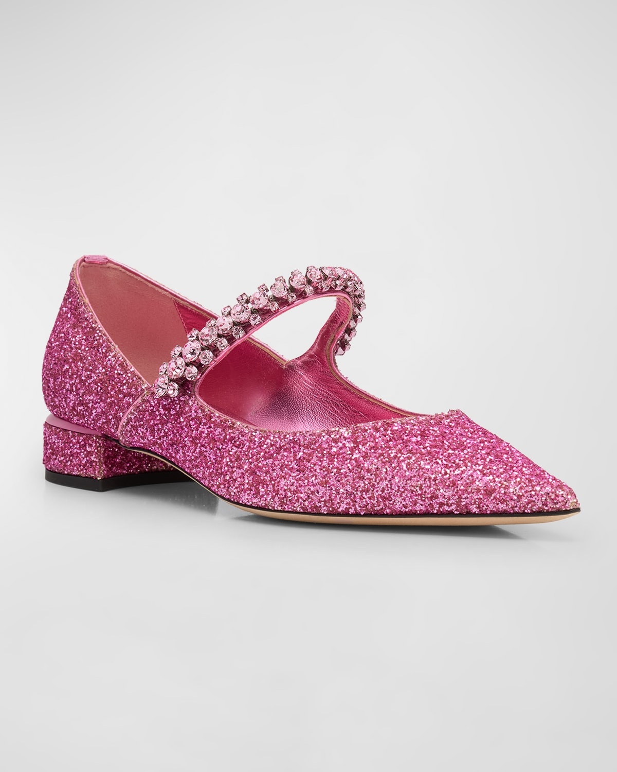 Bing Glitter Crystal-Strap Ballerina Pumps - 3