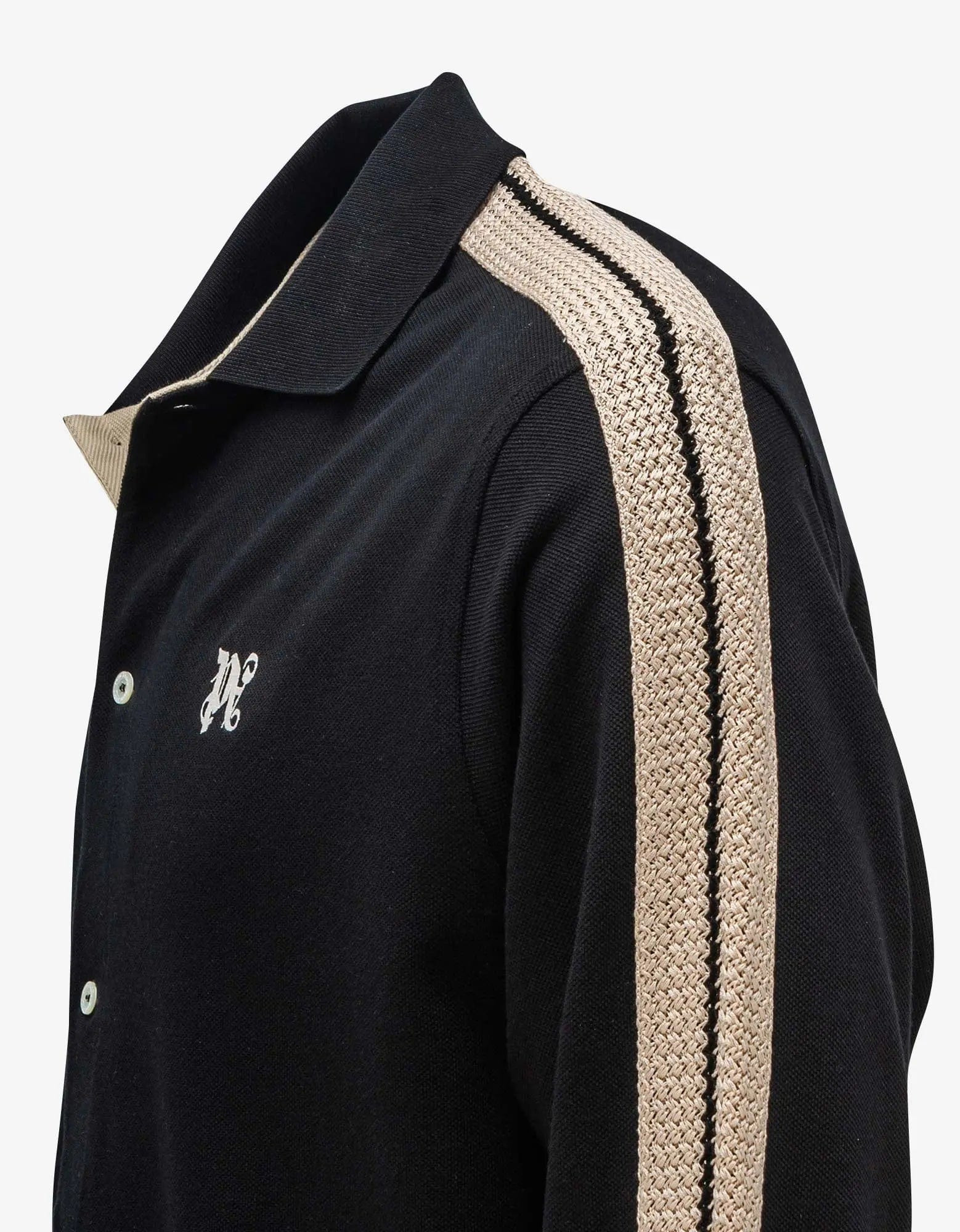 Palm Angels Black PA Monogram Piquet Trackshirt - 6