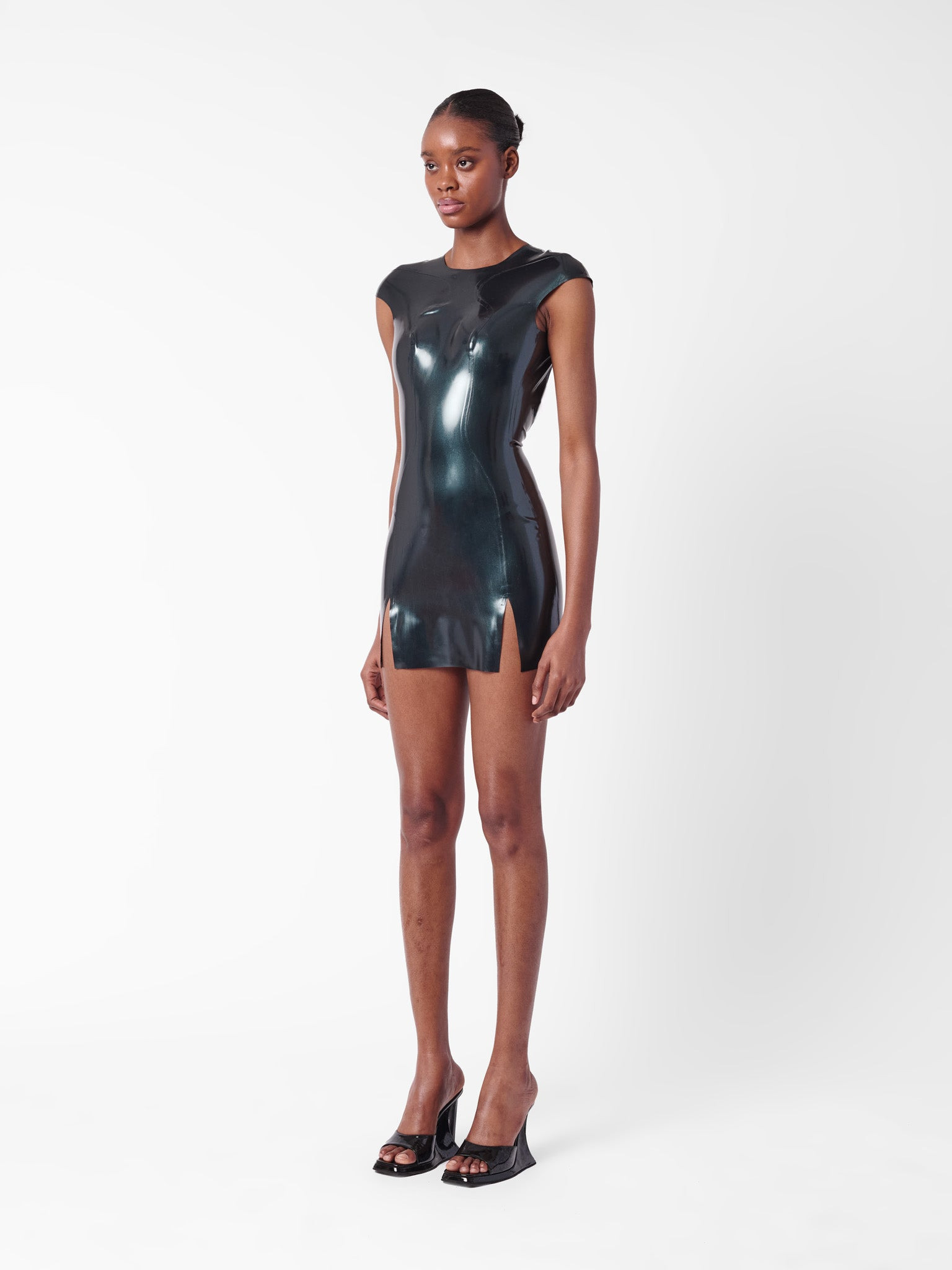 PLAYER LATEX DRESS BLACK - 5