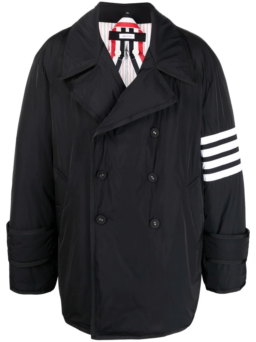 down-feather 4-Bar stripe peacoat - 1