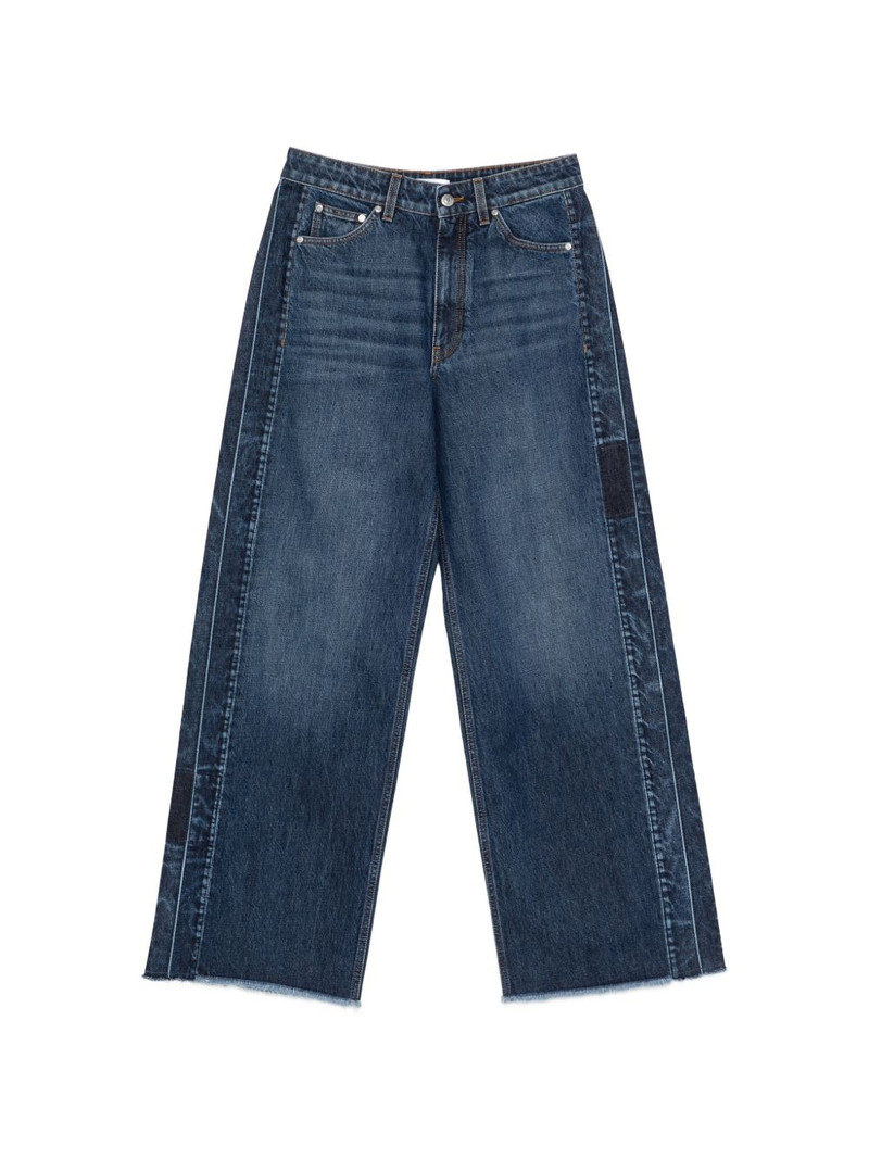 panelled frayed jeans 1