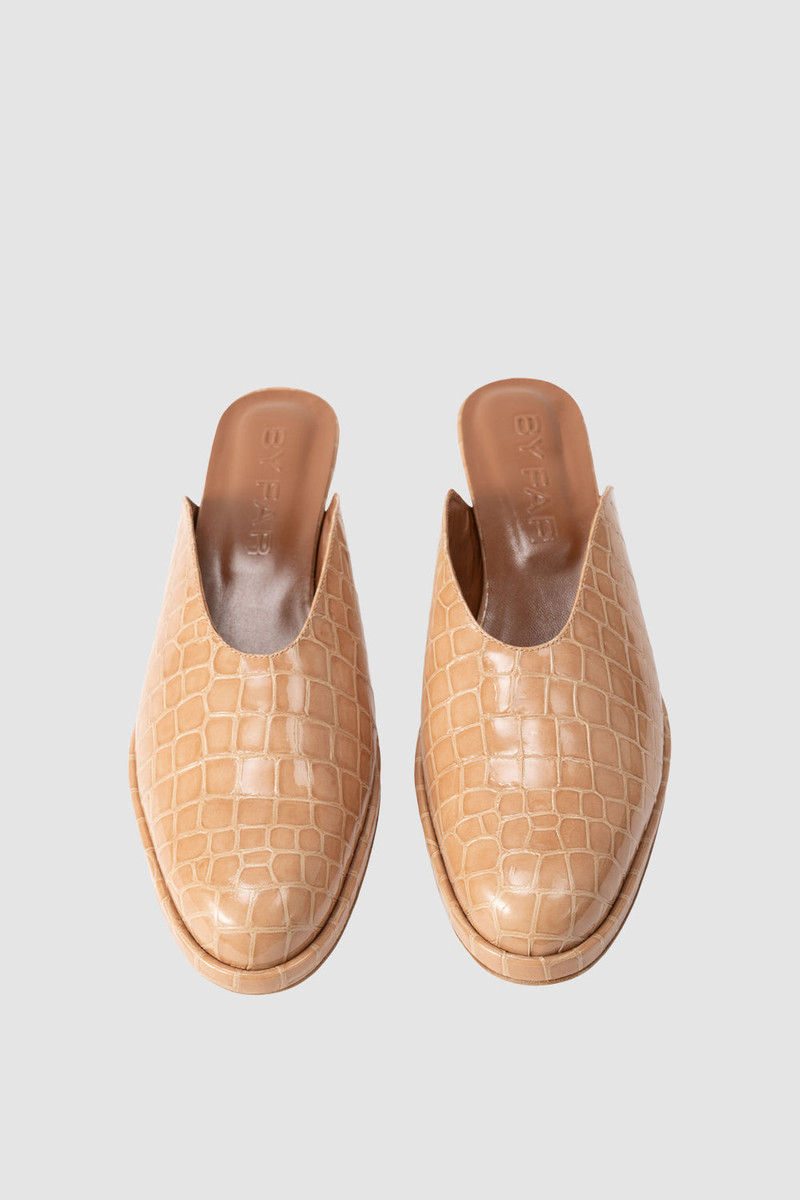 Babylady Light Tan Croco Embossed Leather Slip-On Mule 3