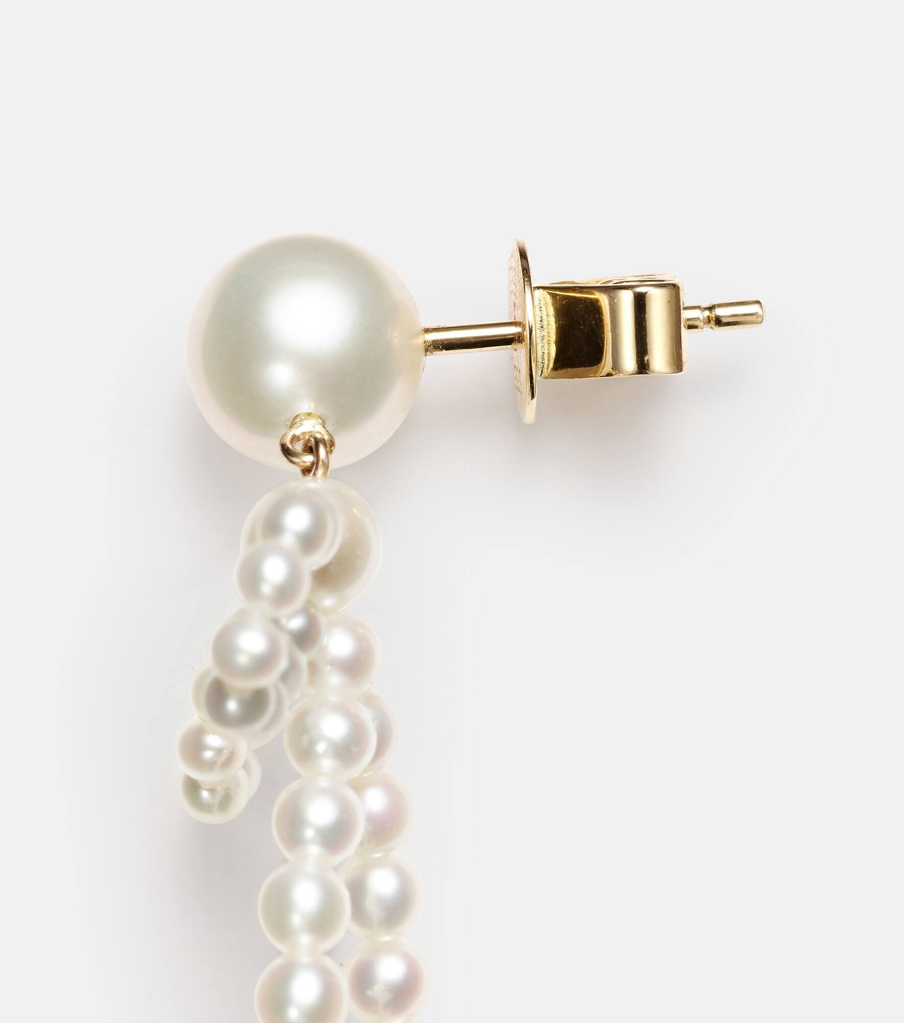 Rosette de Perles 14kt gold drop earrings with freshwater pearls - 4