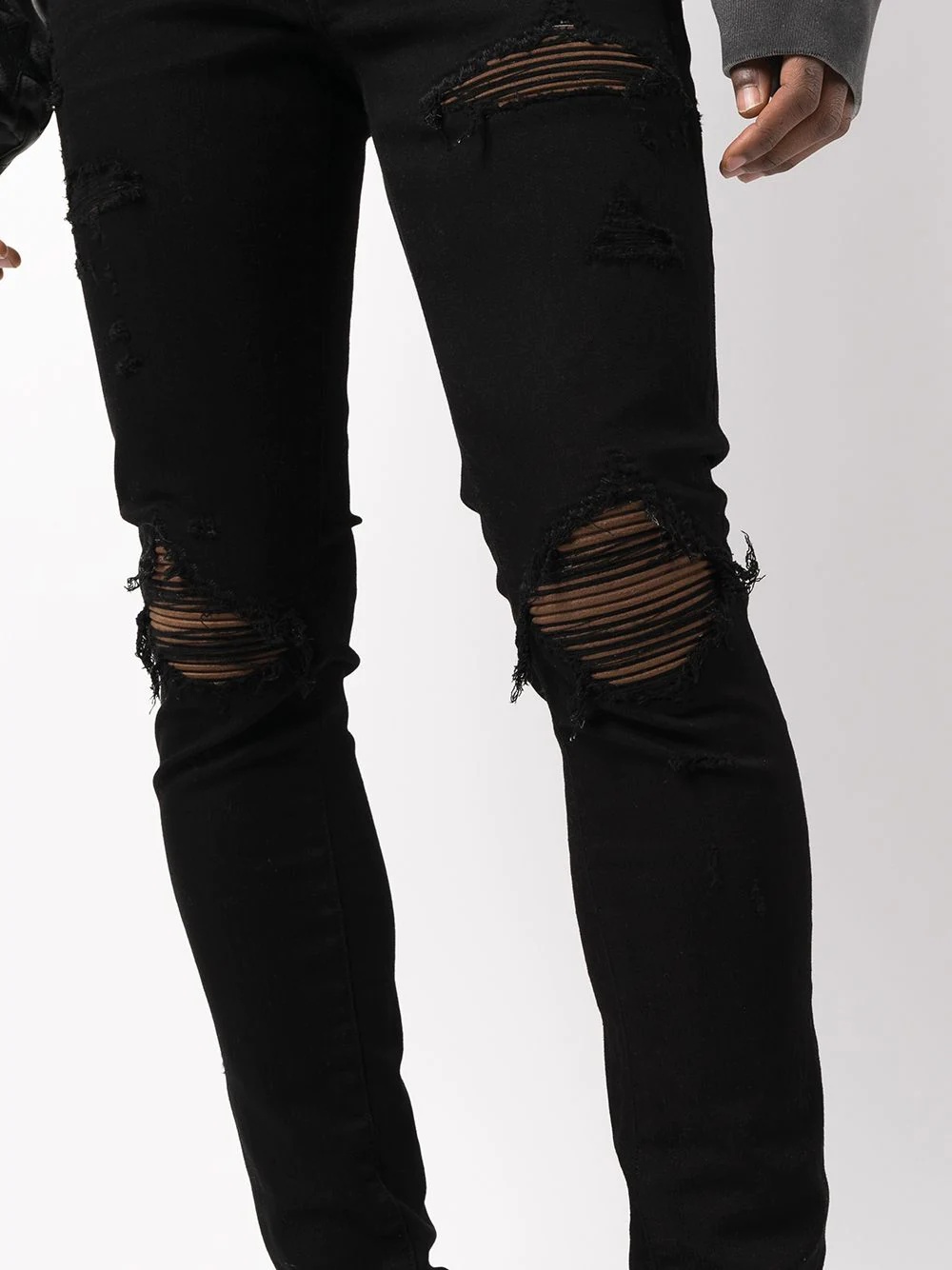 distressed ultra suede jeans - 5