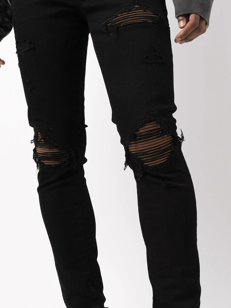 distressed ultra suede jeans 5