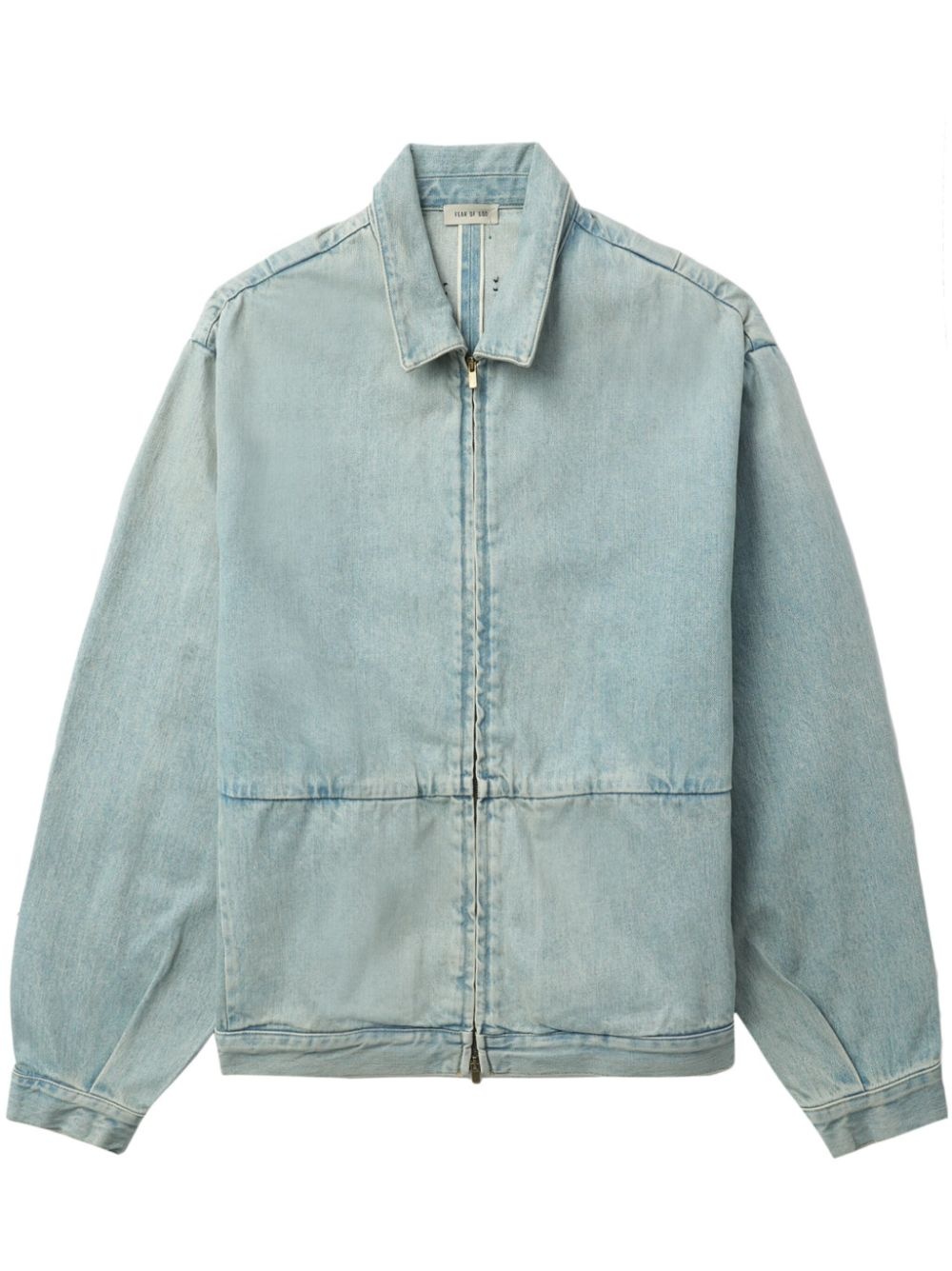 pleat-detail denim jacket - 1