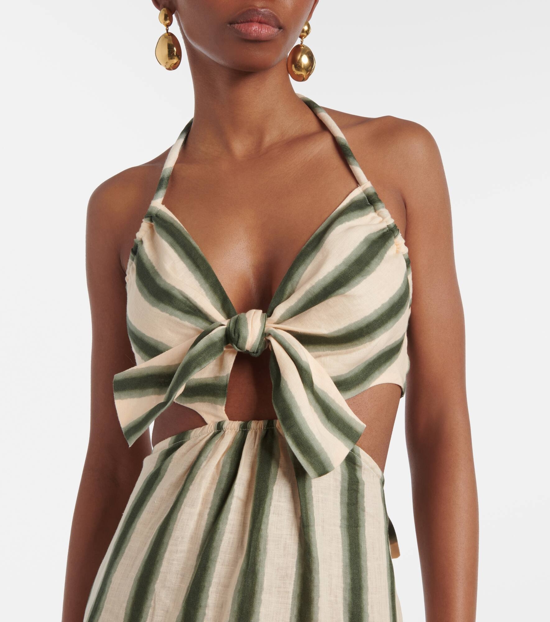 Los Siete Mares striped cutout midi dress - 3