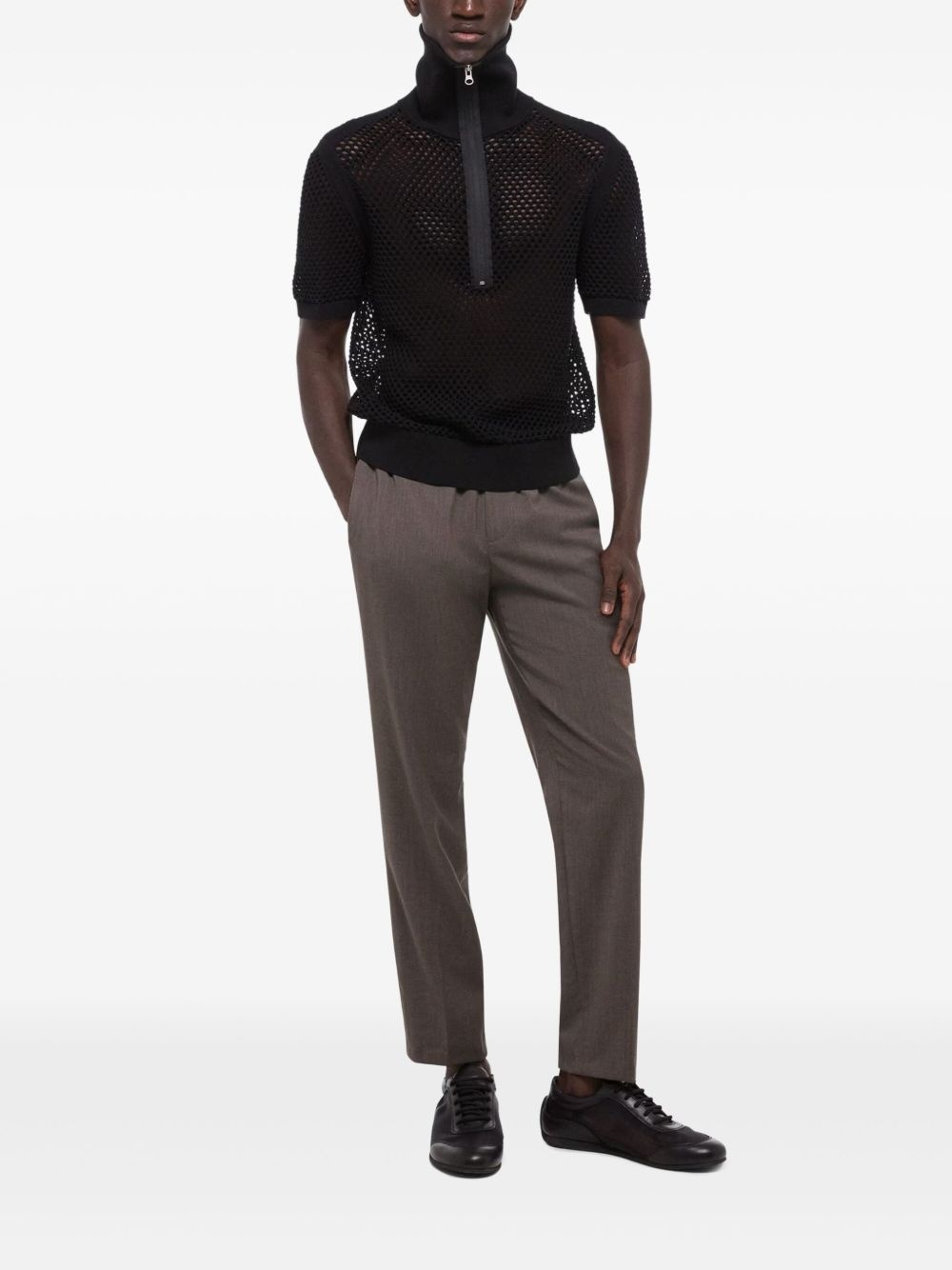 open-knit polo shirt - 2