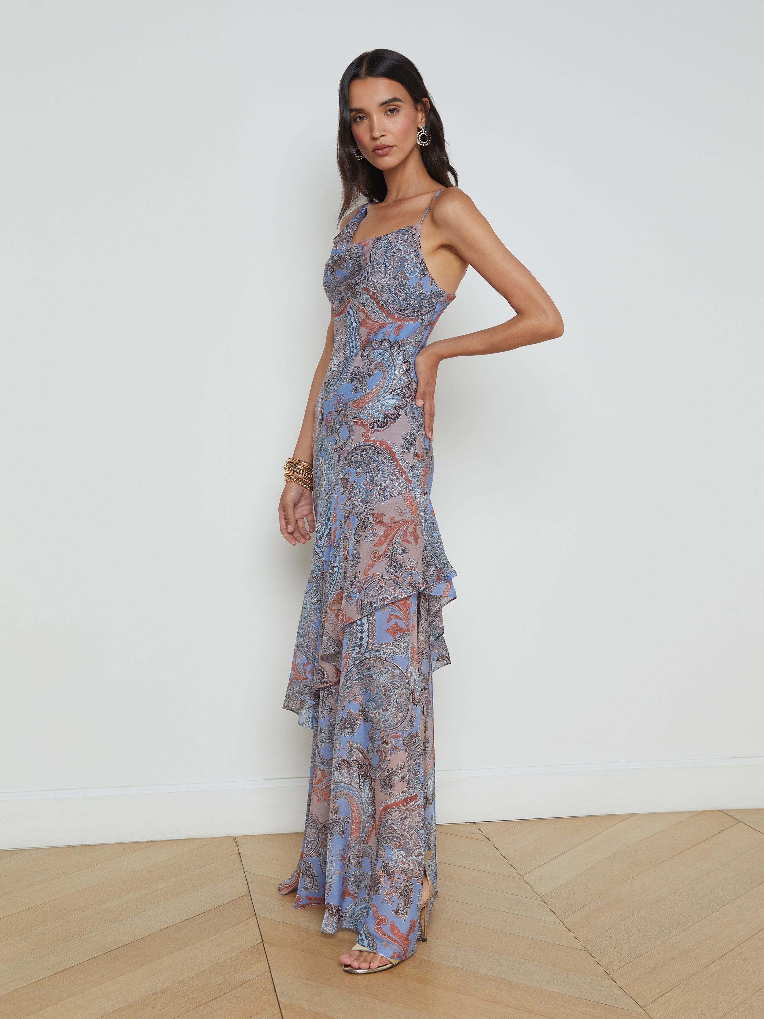 Viola Silk Cowl-Neck Gown - 4