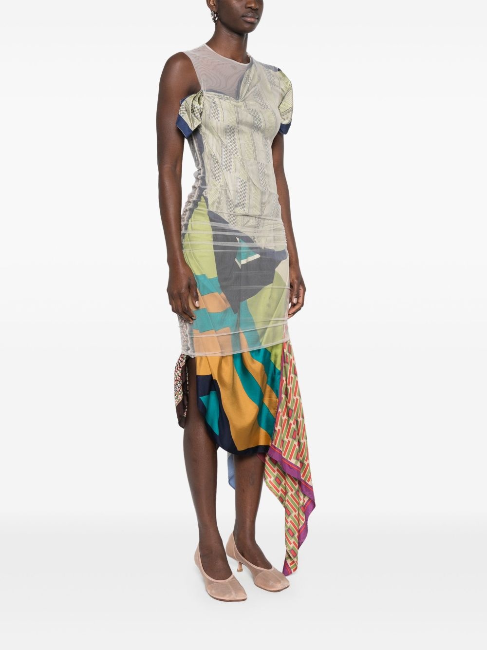silk-scarves midi dress - 3