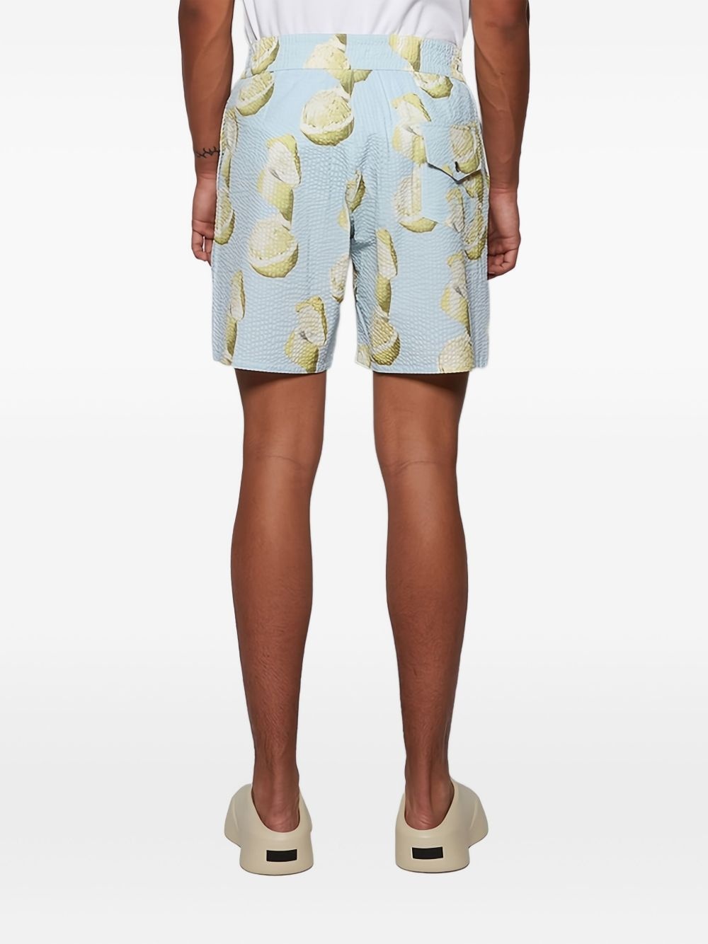 lemon-print seersucker swim shorts - 5