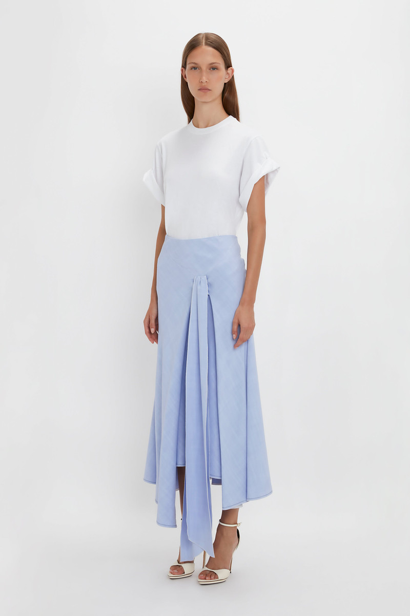 Asymmetric Tie Detail Skirt In Frost 3