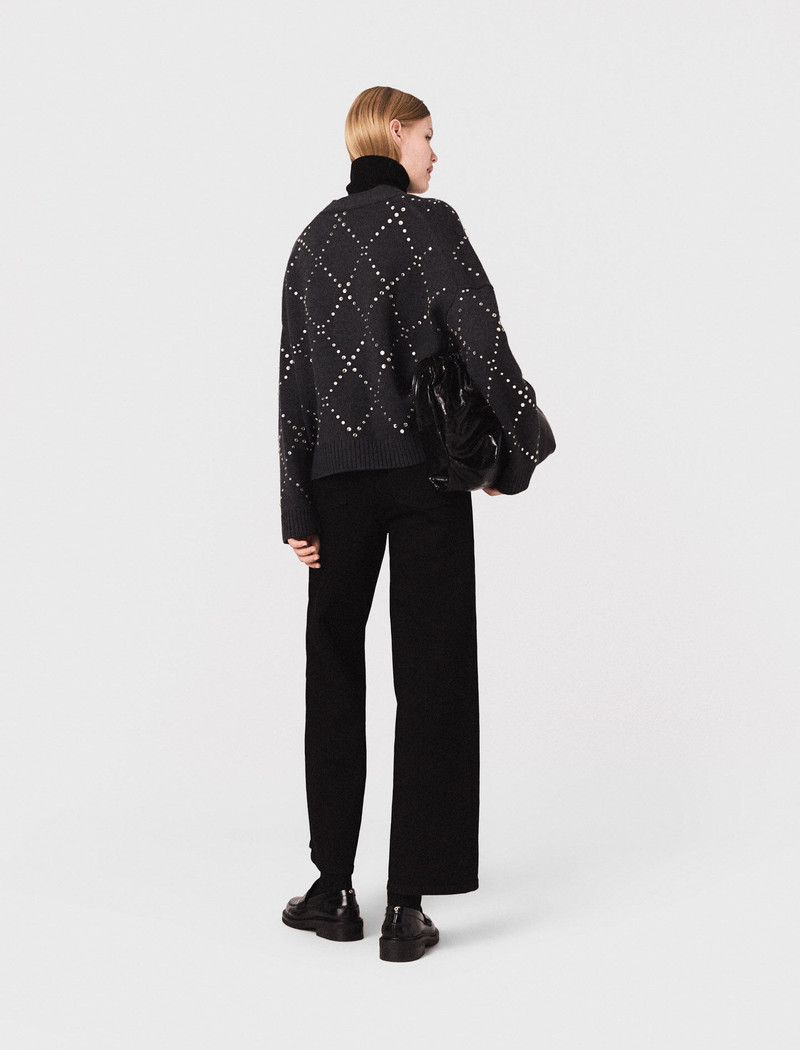 Rhinestone check cardigan 4