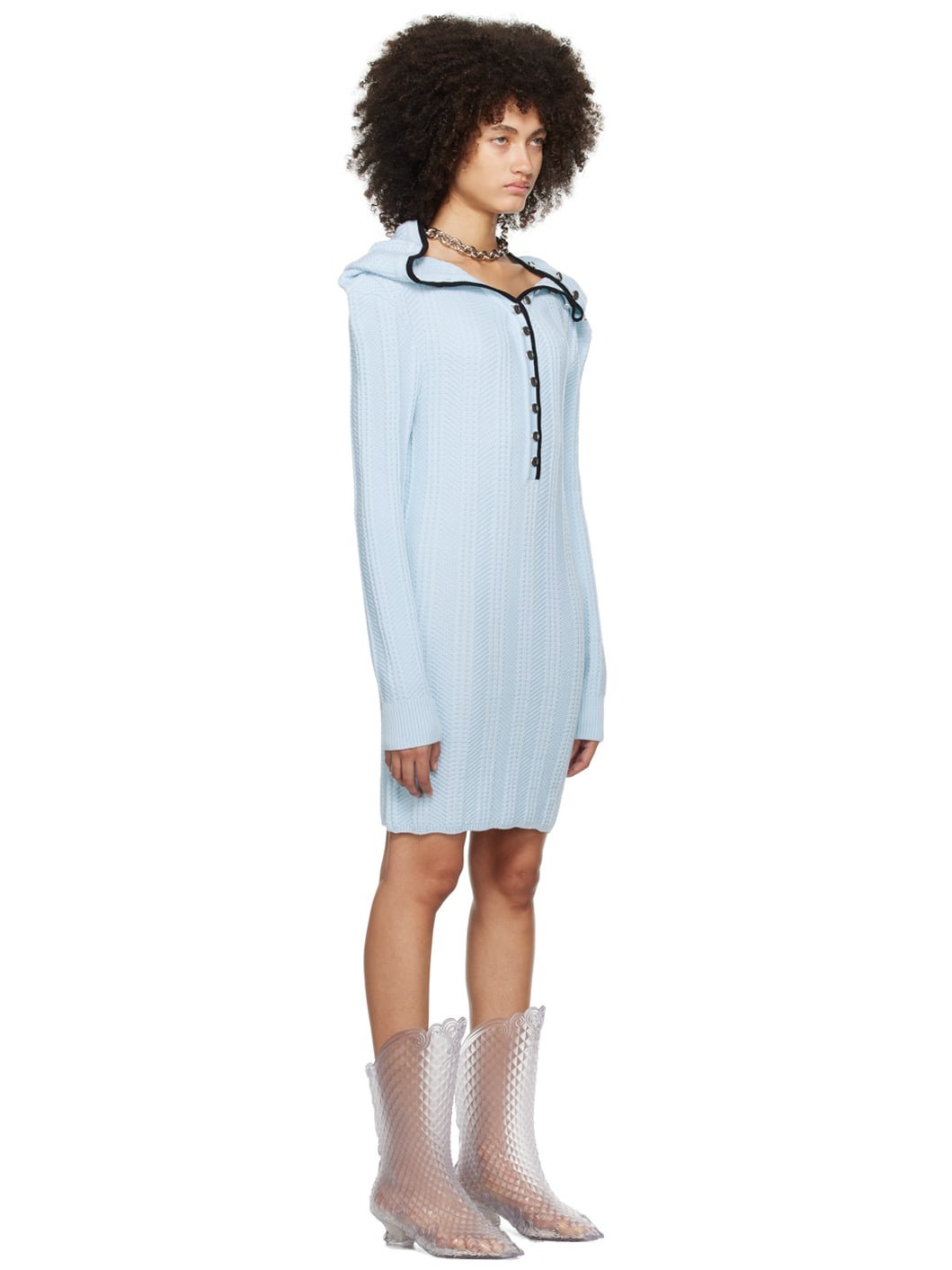 Blue Ruffle Necklace Minidress - 2
