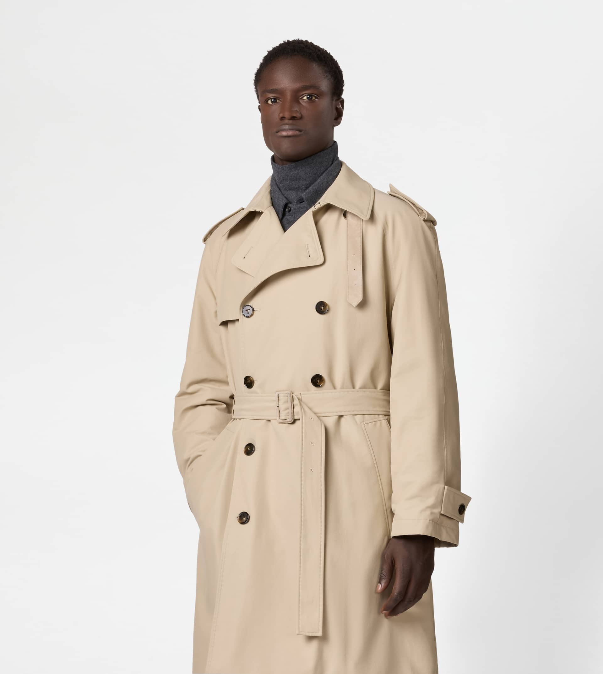 TRENCH COAT IN TECHNICAL COTTON - BEIGE - 4