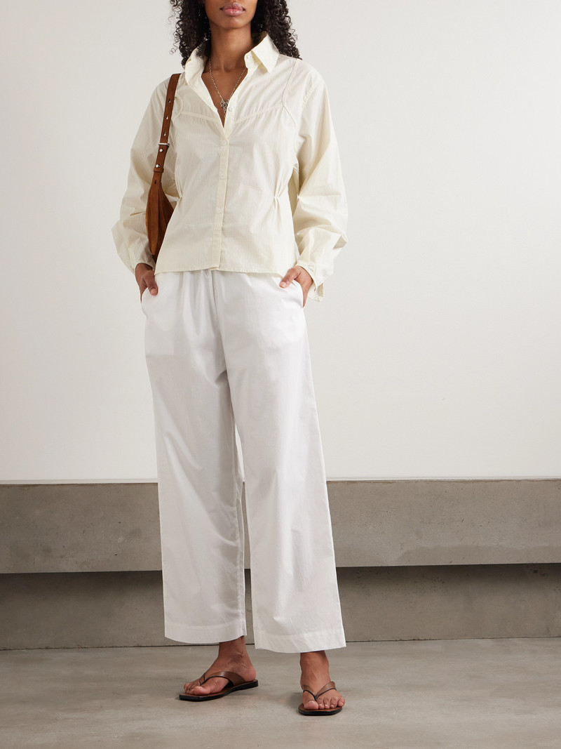 DEIJI STUDIOS Cami Paneled Pintucked Striped Organic Cotton-poplin Shirt outlook