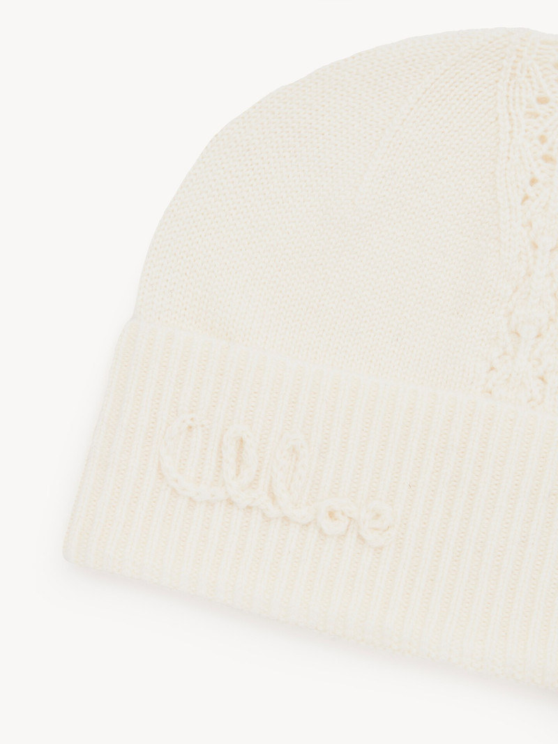 THE CHLOÉ LACE KNIT BEANIE IN WOOL & LACE JACQUARD 3