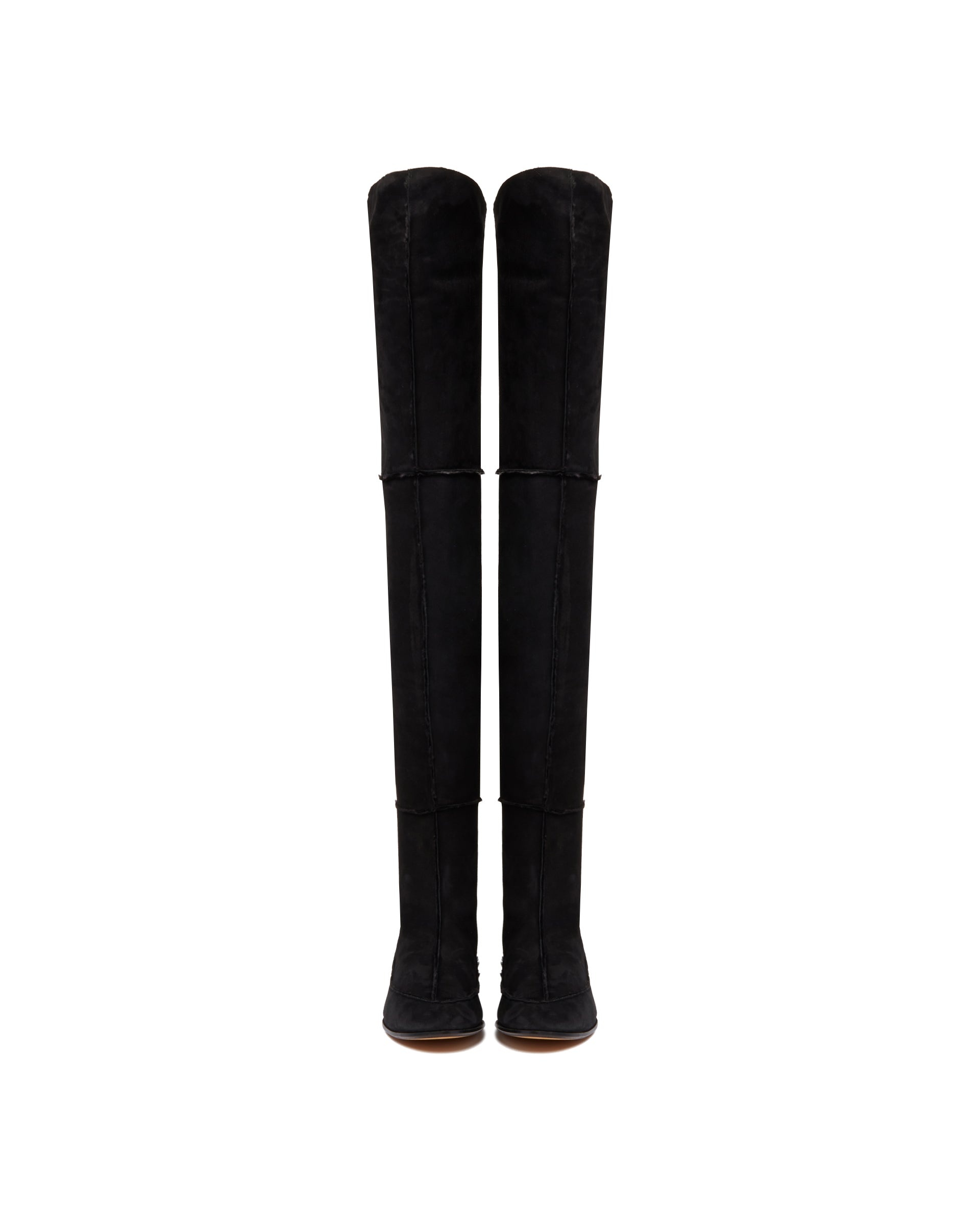 Black Awar Shearling Knee-High Boots - 4