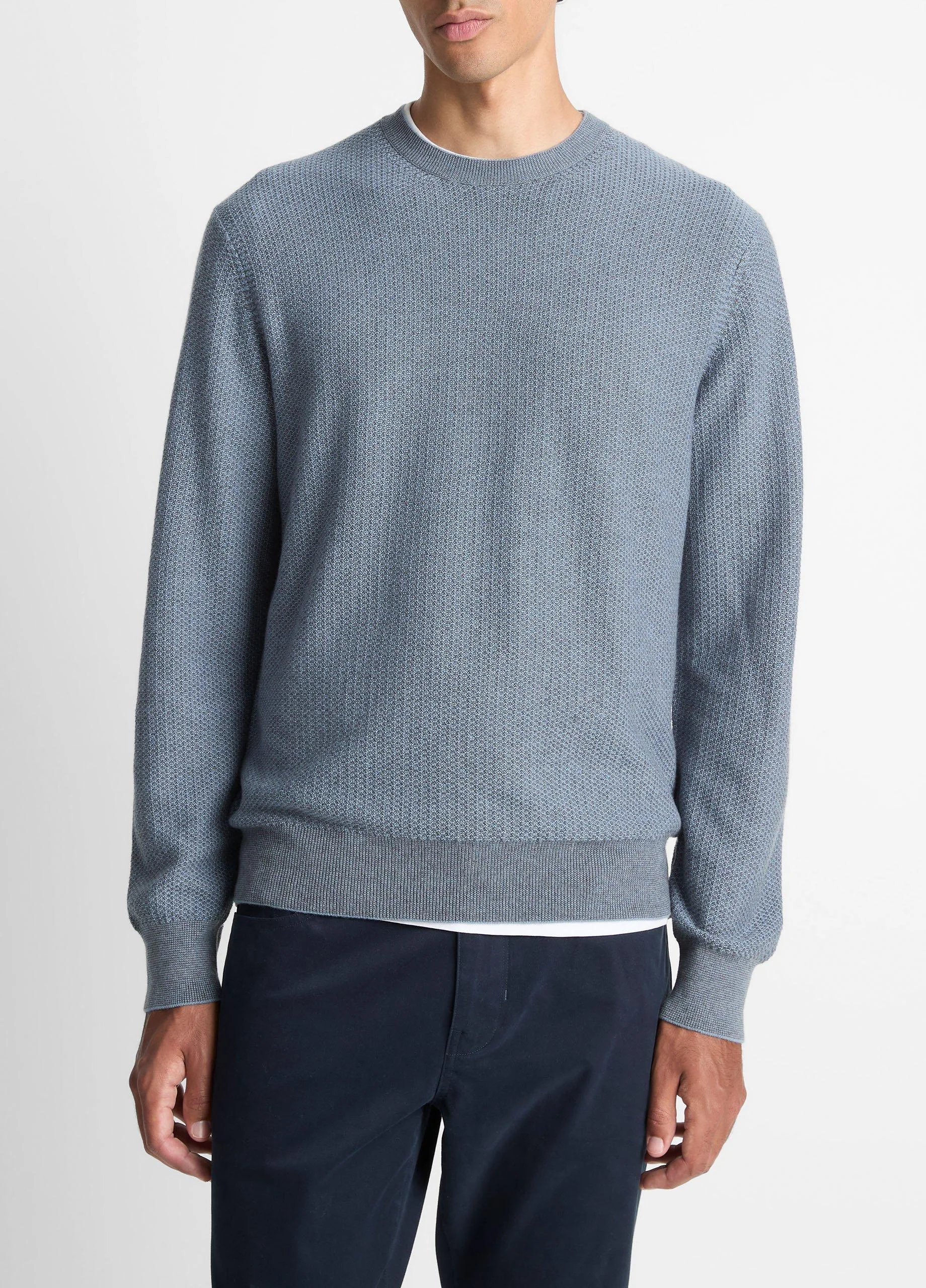 Geo-Jacquard Wool-Blend Crew Neck Sweater - 1