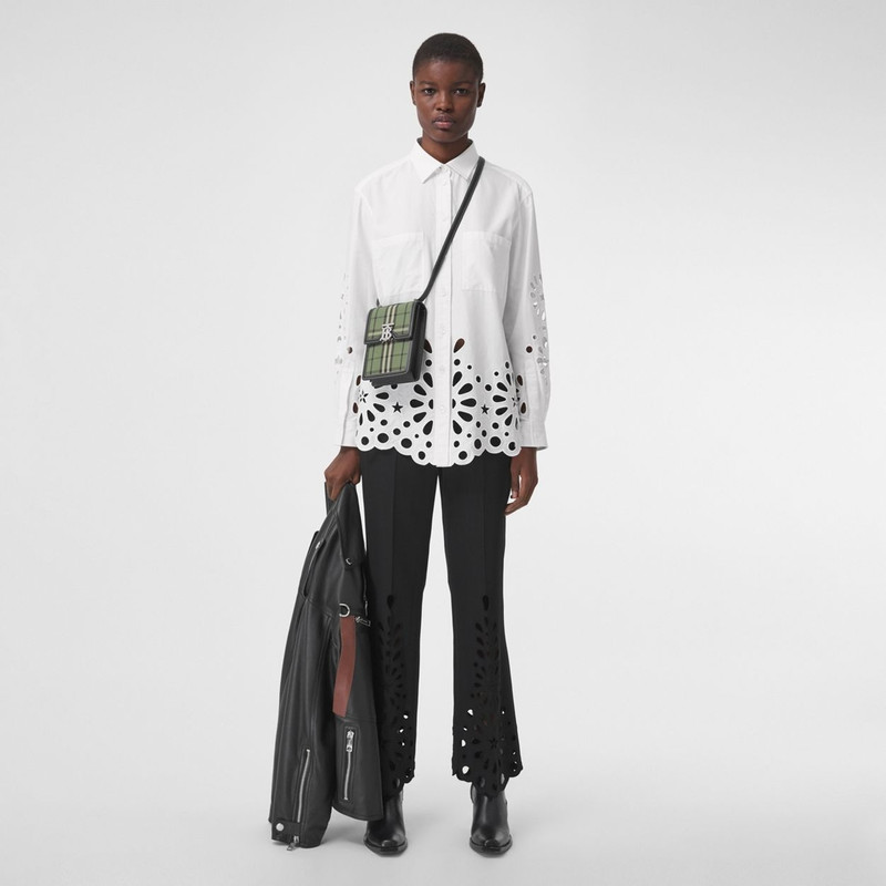 Check Cotton and Leather Robin Bag 7