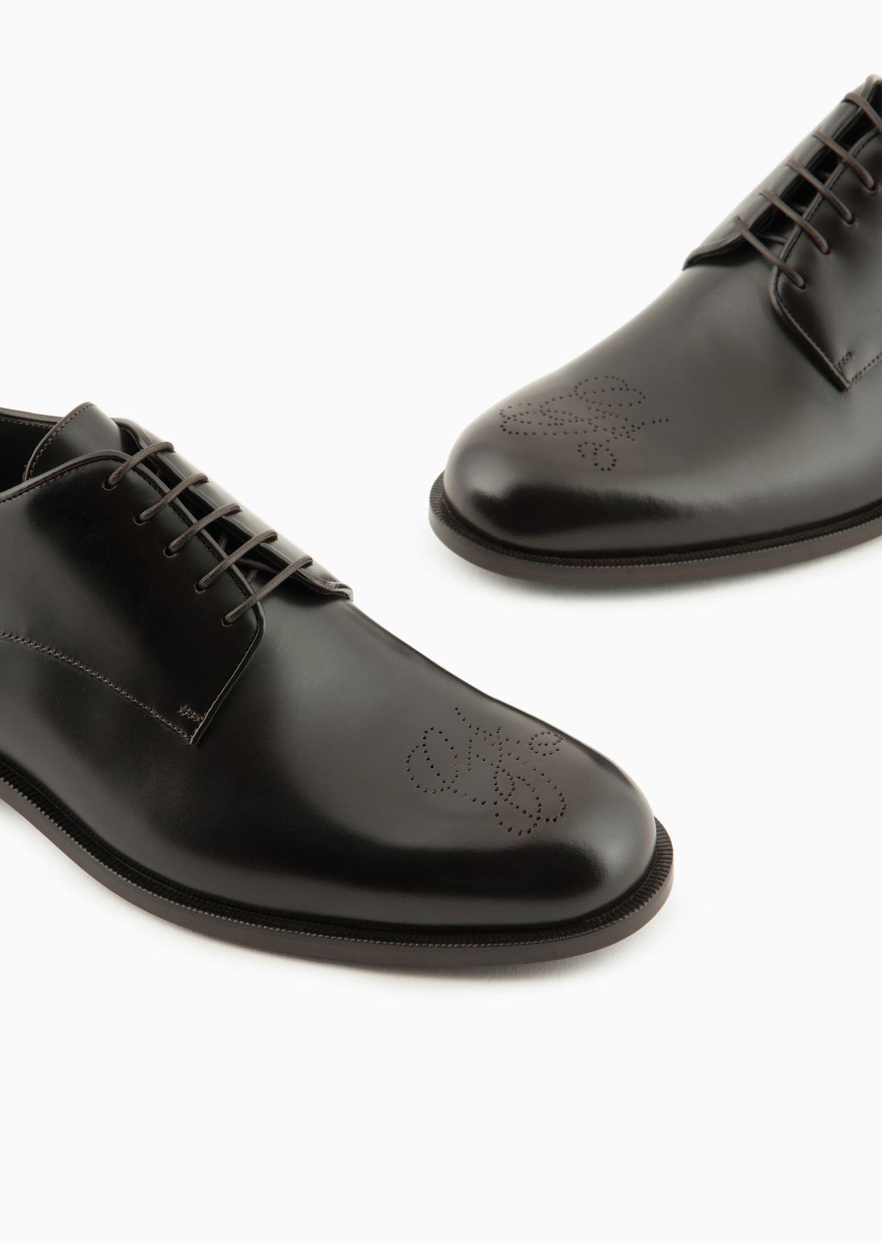 Leather Derby shoes with perforated logo - 5