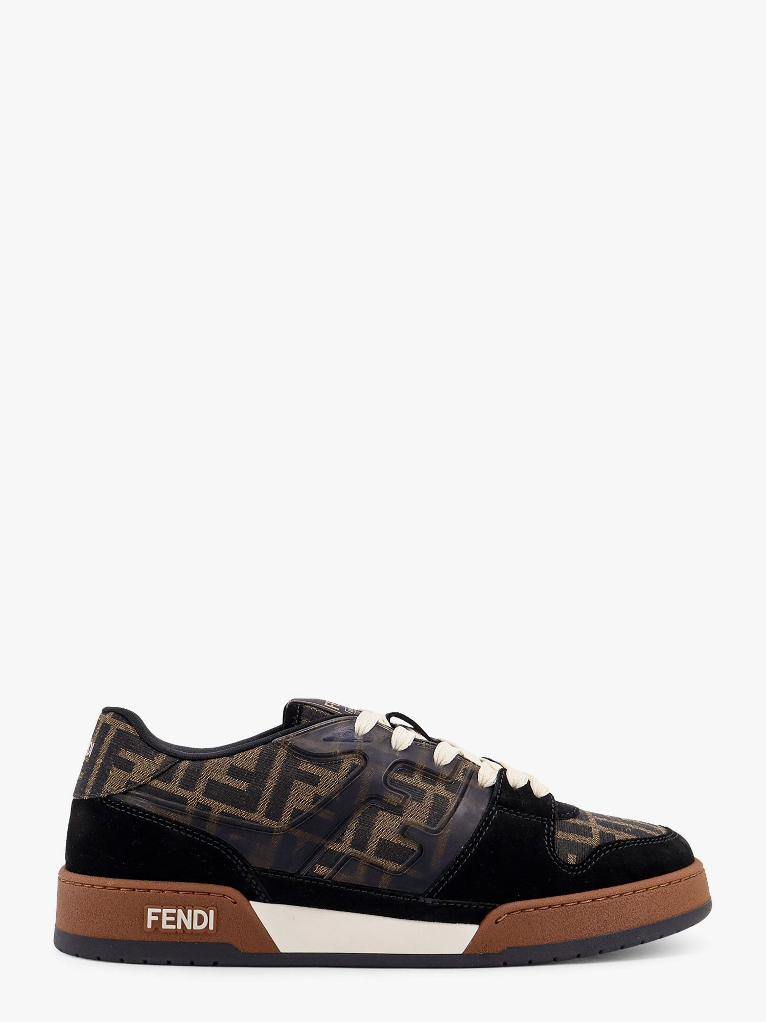 FENDI MATCH LOW-TOP FF JACQUARD FABRIC AND SUEDE SNEAKERS - 1