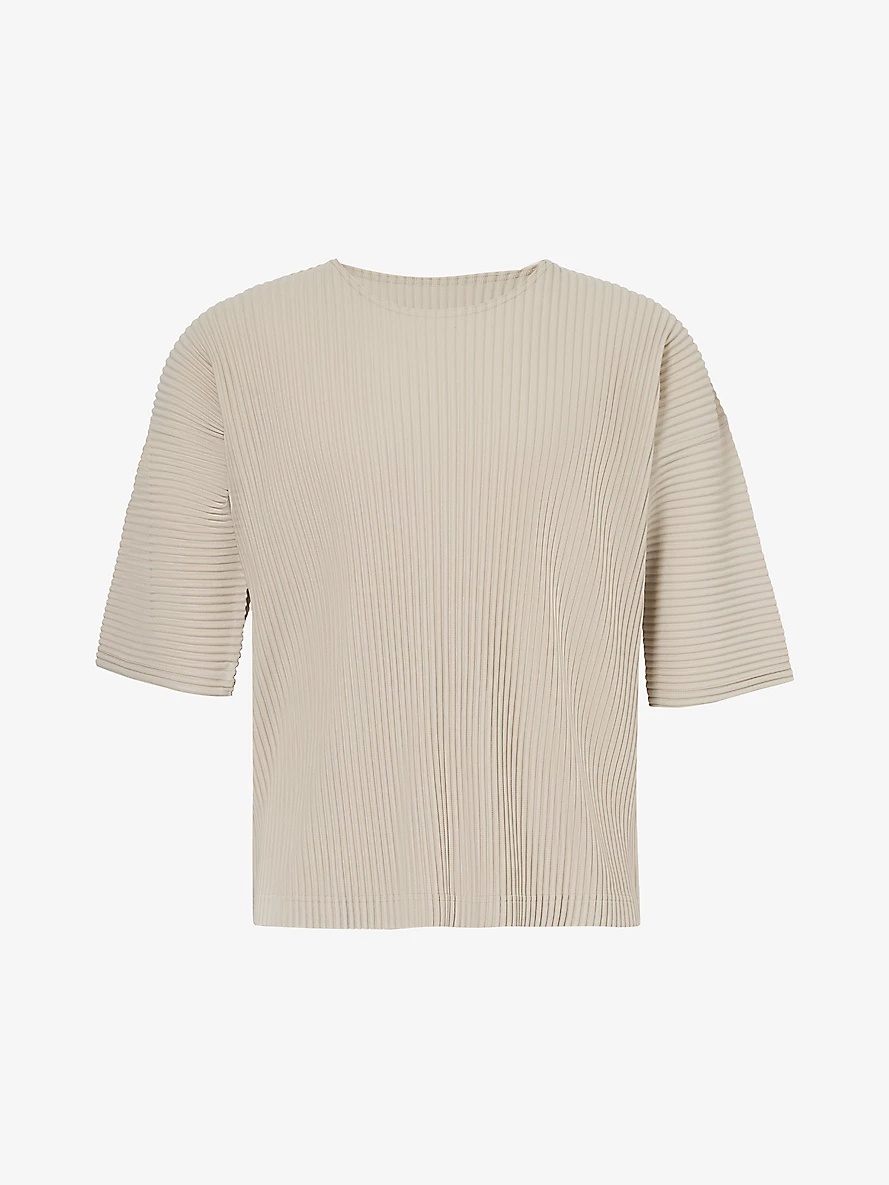 Pleated crewneck knitted T-shirt - 1