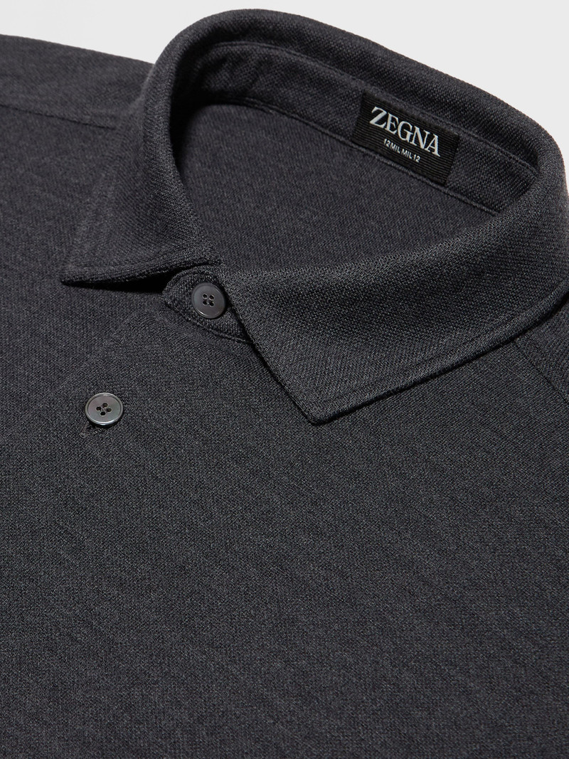 GREY MÉLANGE 12MILMIL12 WOOL POLO SHIRT 4