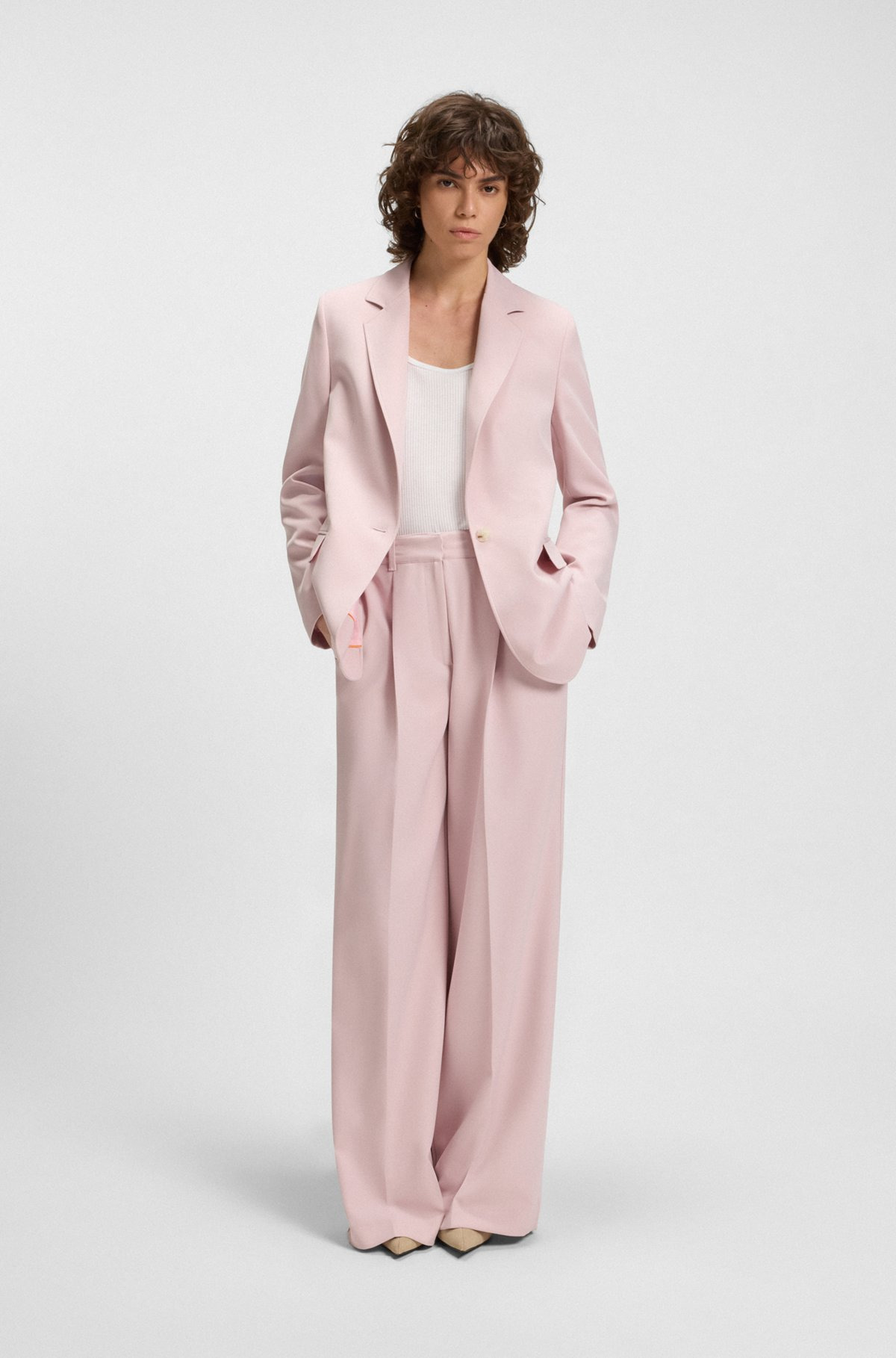REGULAR-FIT WIDE-LEG PANTS IN STRETCH FABRIC - 3