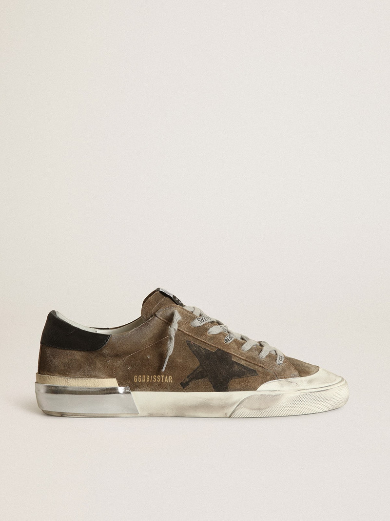 Super-Star LTD in military-green suede with screen-printed star 1