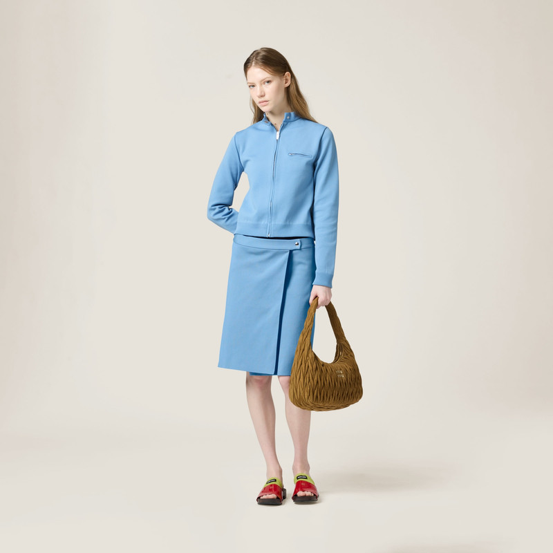 Miu Miu Technical yarn zipper cardigan outlook