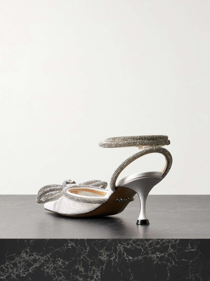 Double Bow crystal-embellished lace and silk-satin pumps 3