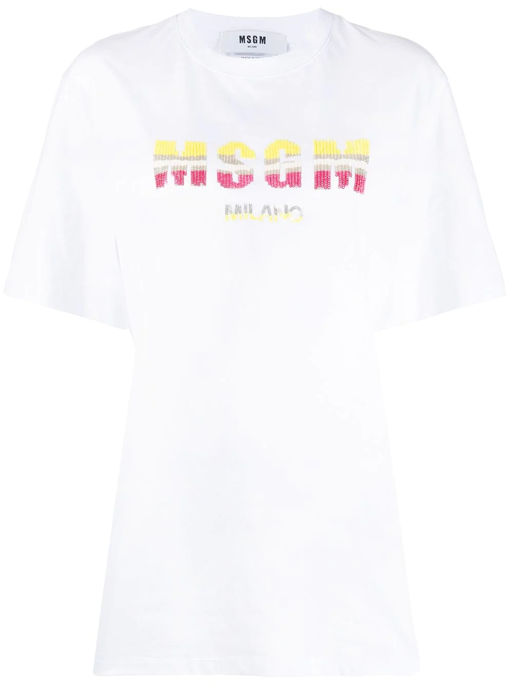 sequin embroidered logo T-shirt - 1