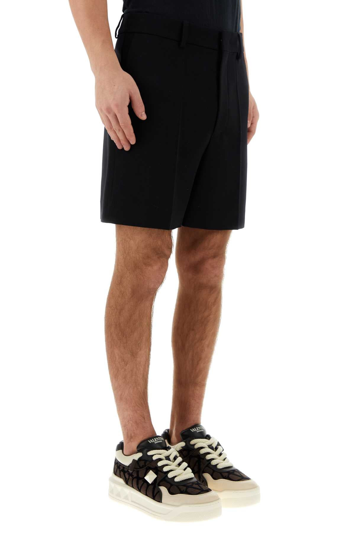 Valentino Garavani Men Black Wool Bermuda Shorts - 3