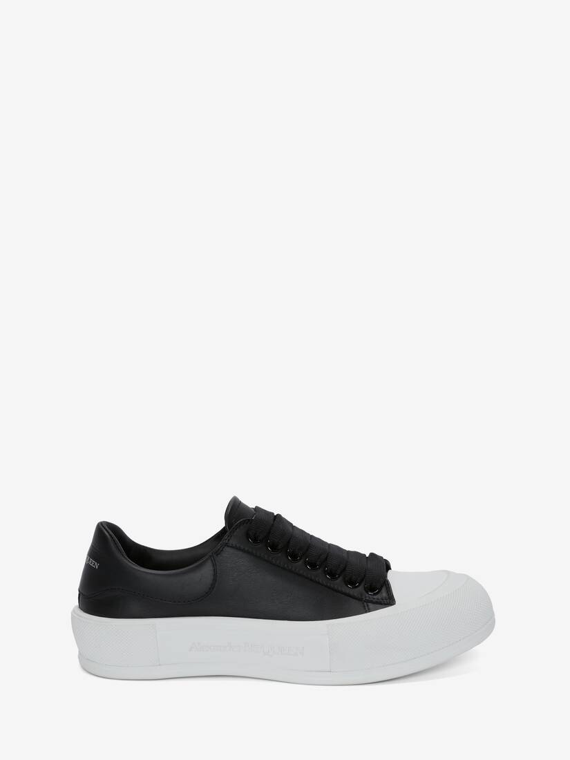 Deck Lace Up Plimsoll in Black - 1