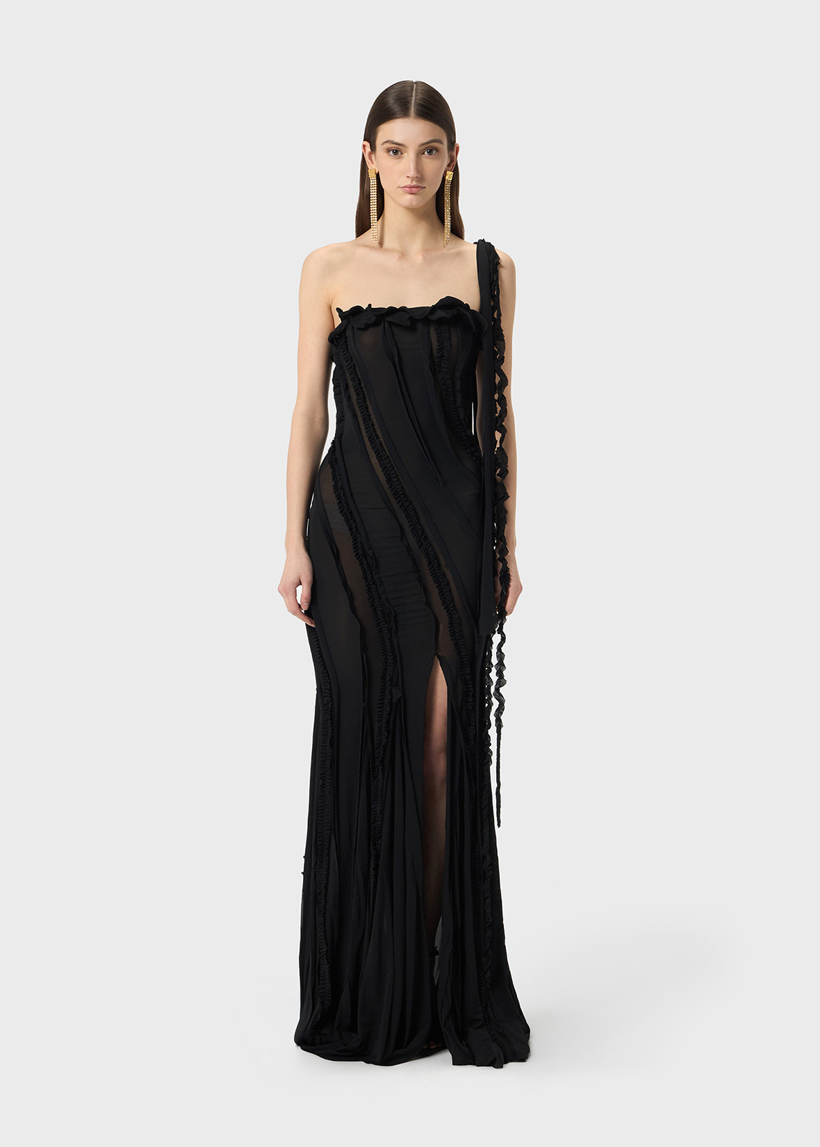 ONE-SHOULDER DRESS IN JERSEY WITH INLAYS - 3