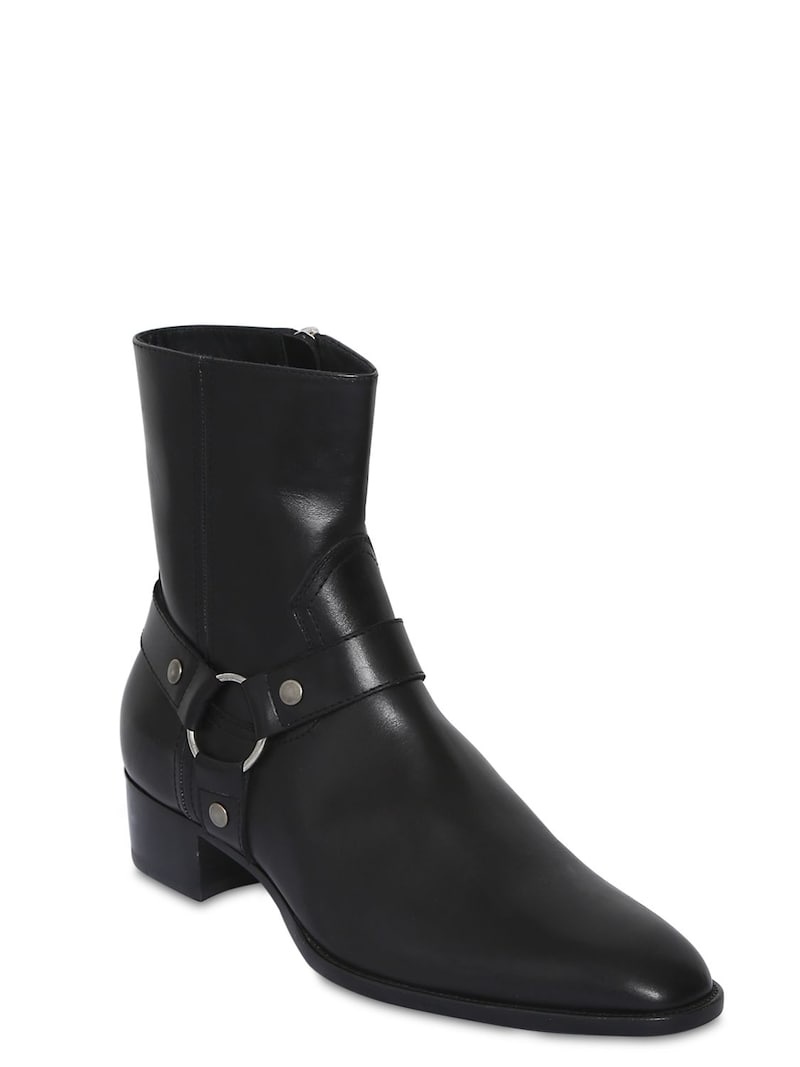 40MM WYATT BELTED LEATHER CROPPED BOOTS - 4