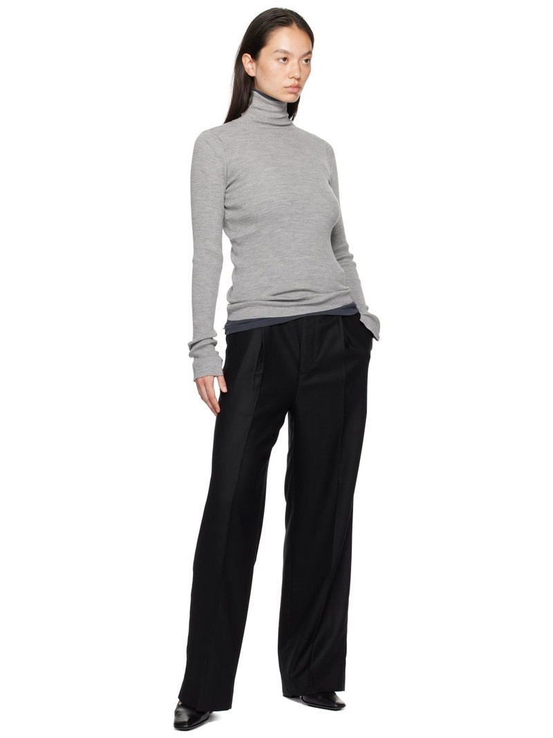 AURALEE Gray Super Fine Wool High Gauge Rib Knit Turtleneck outlook