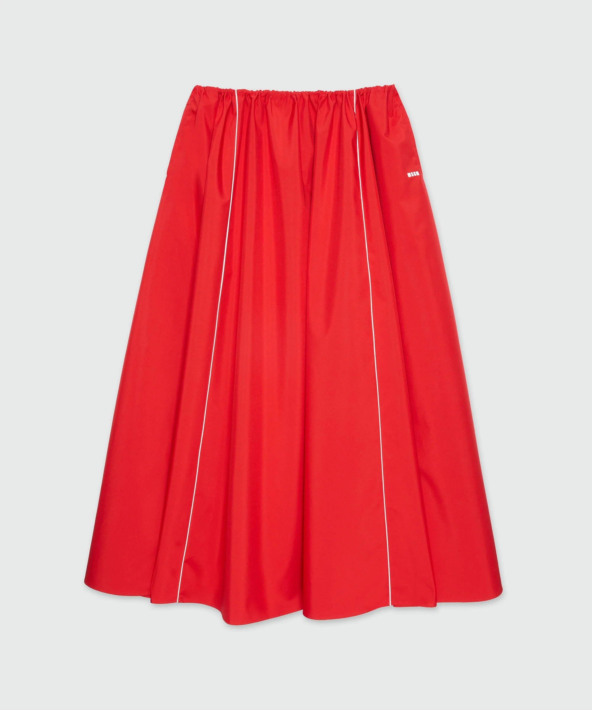 Long red nylon skirt with contrasting piping - 1